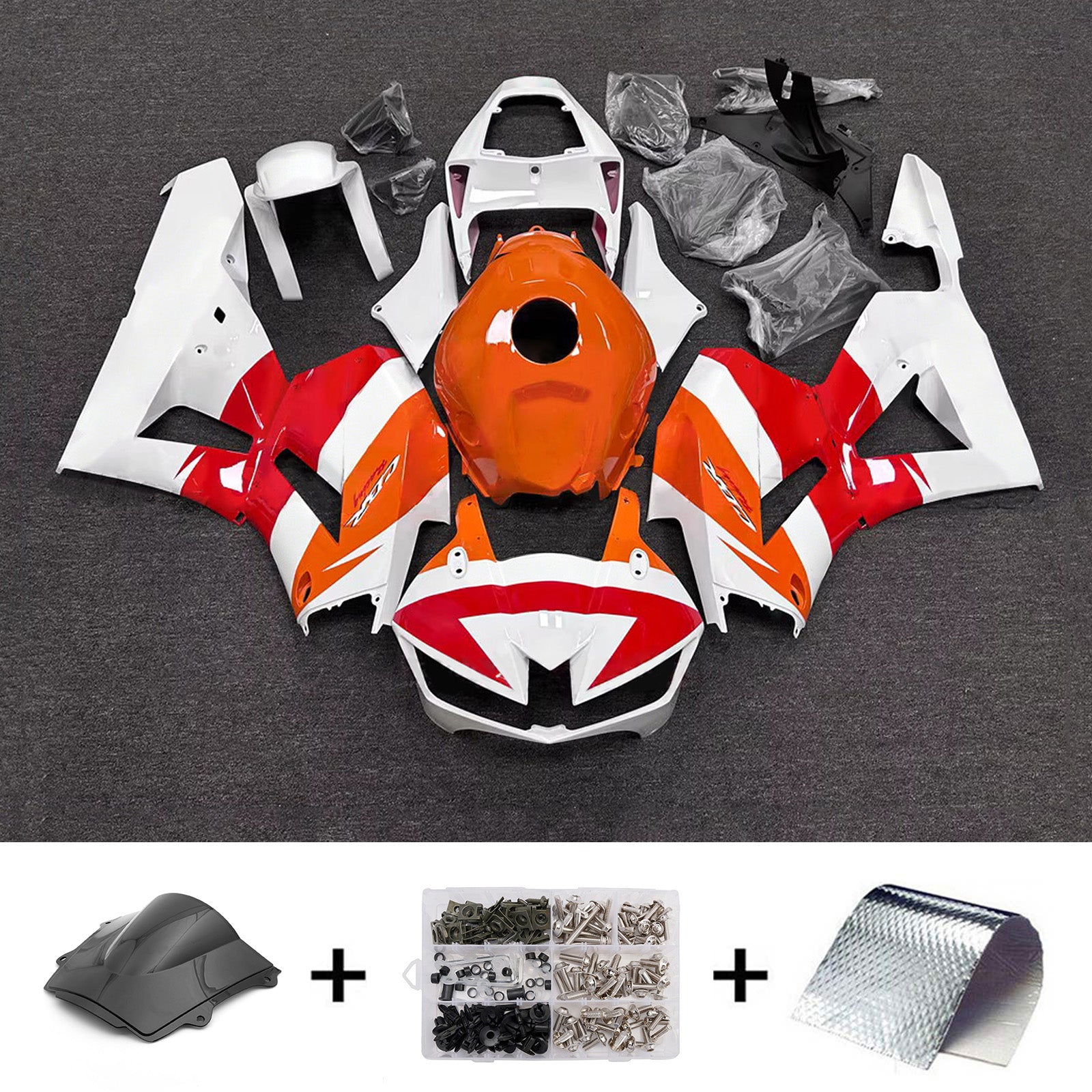 Amotopart 13-26 US ver. & 13-23 European ver. Honda CBR600RR White Orange Red Fairing Kit