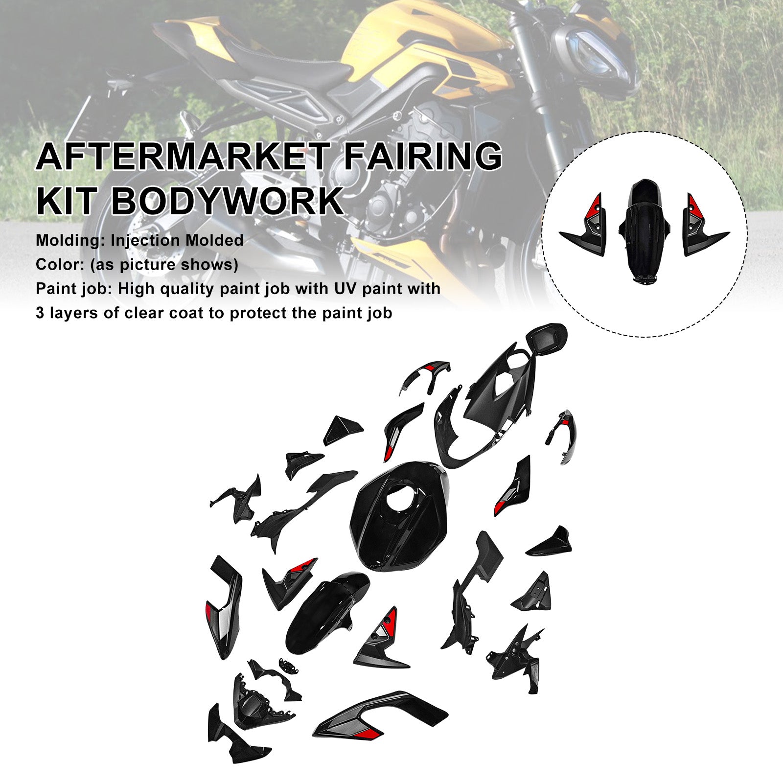 Amotopart 2023–2025 Triumph Street Triple 765 R/RS Verkleidungsset-Kollektion