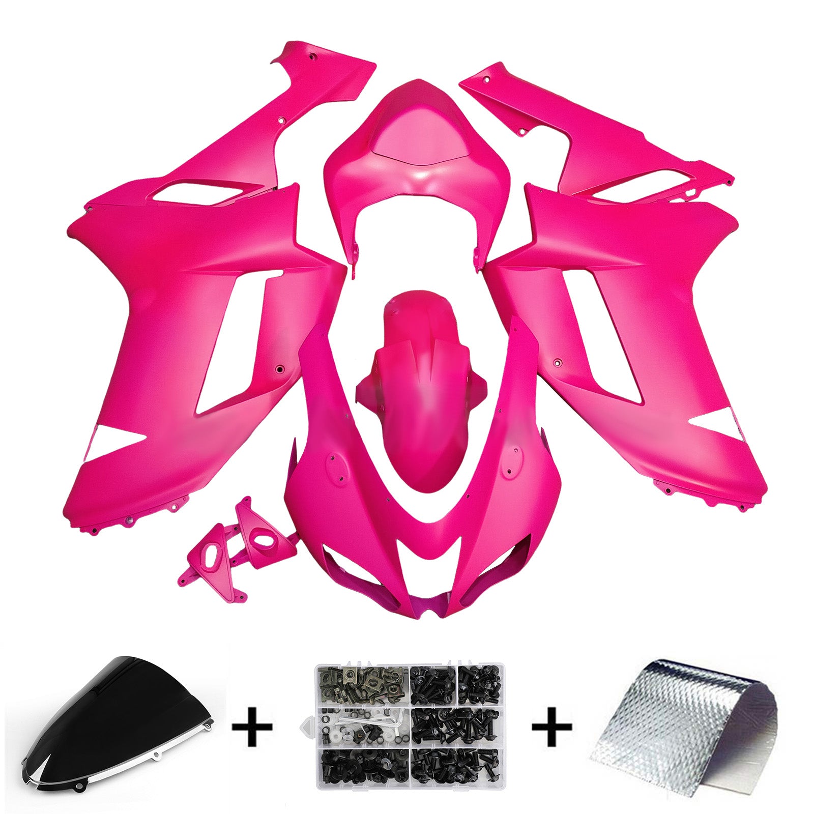 Amotopart 2007-2008 Kawasaki ZX6R 636 Pink Fairing Kit