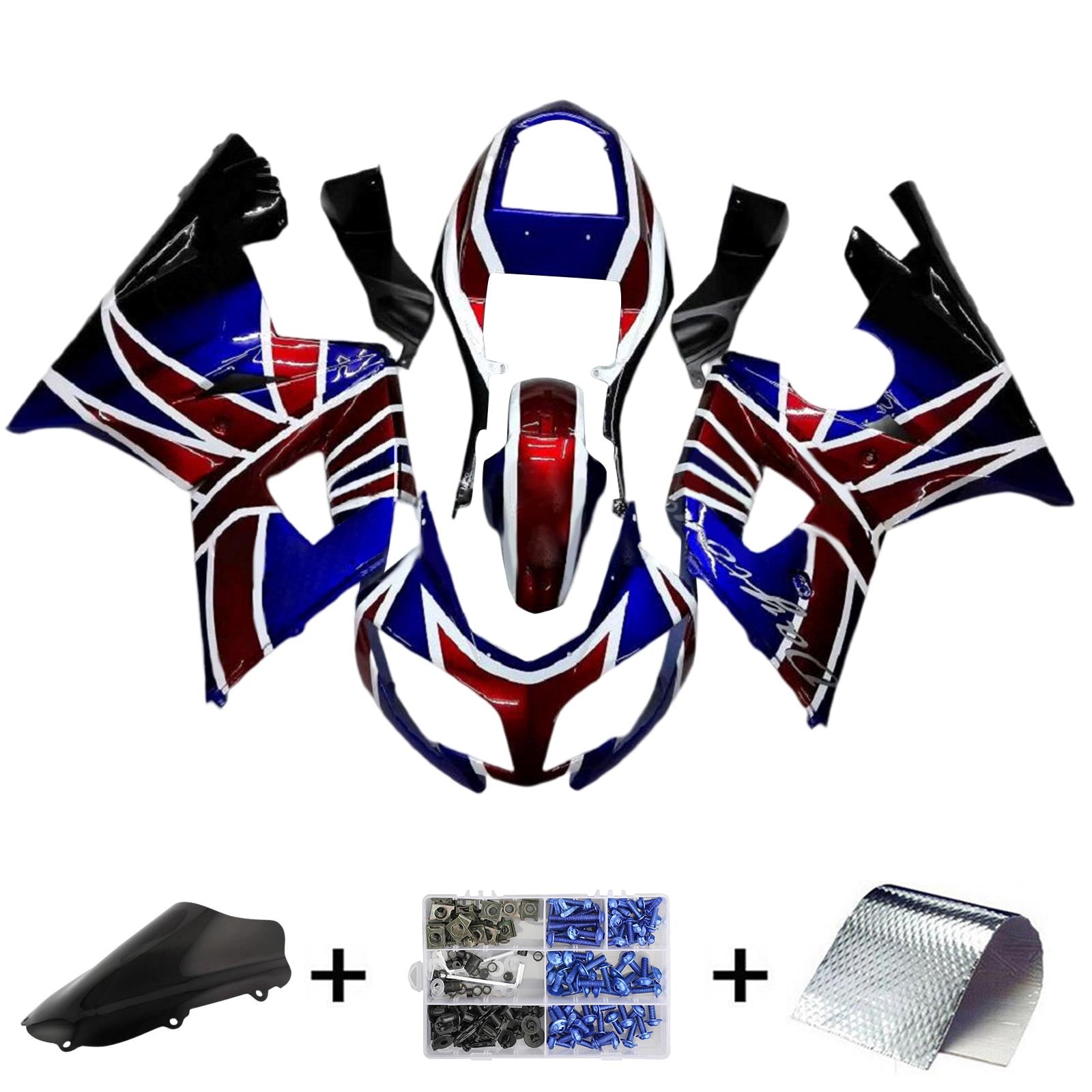 Amotopart 2002-2005 Triumph Daytona 600 650 Spider Red&Blue Fairing Kit