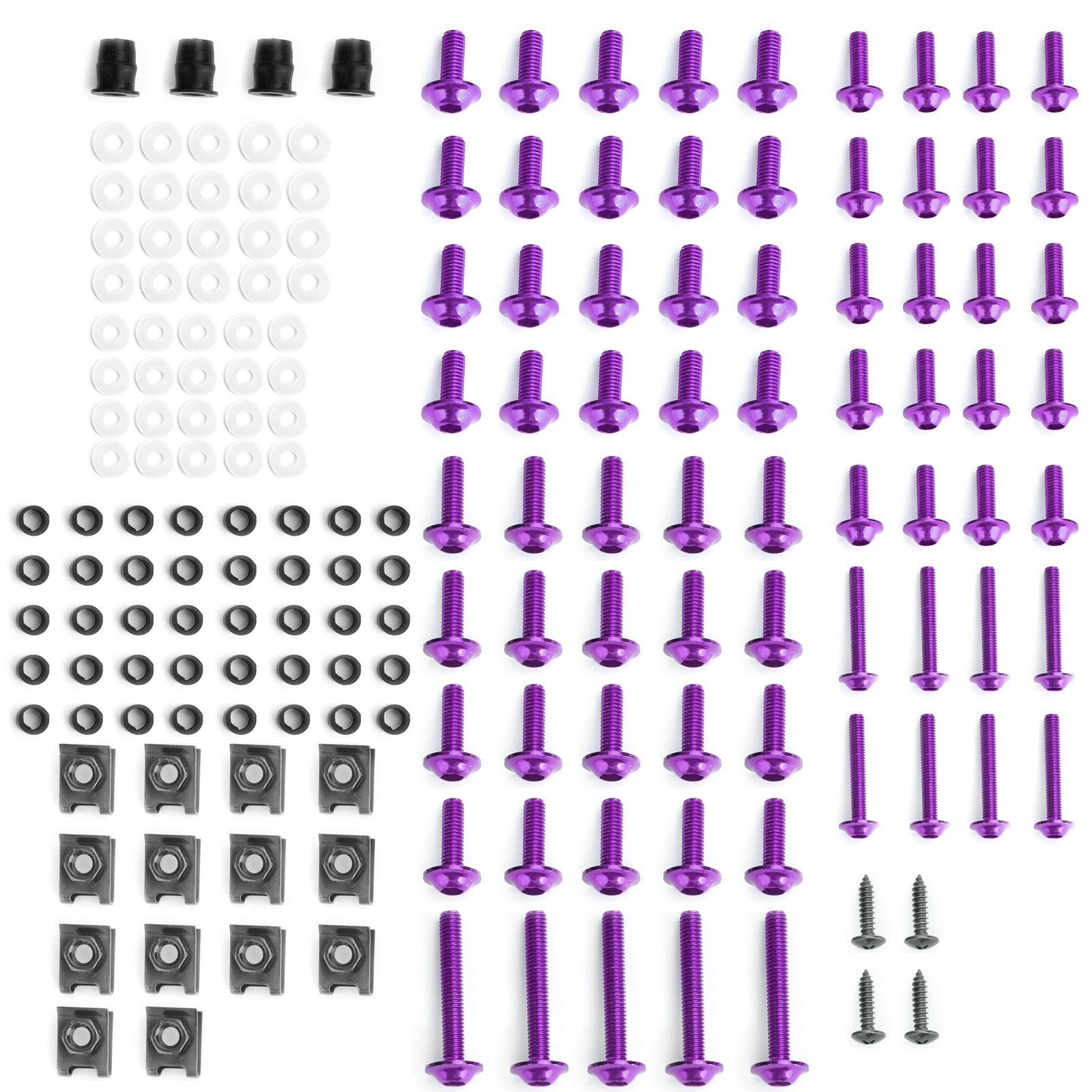 Kit de tornillos de carenado para parabrisas de motocicleta, 177 Uds., tornillos de sujeción morados