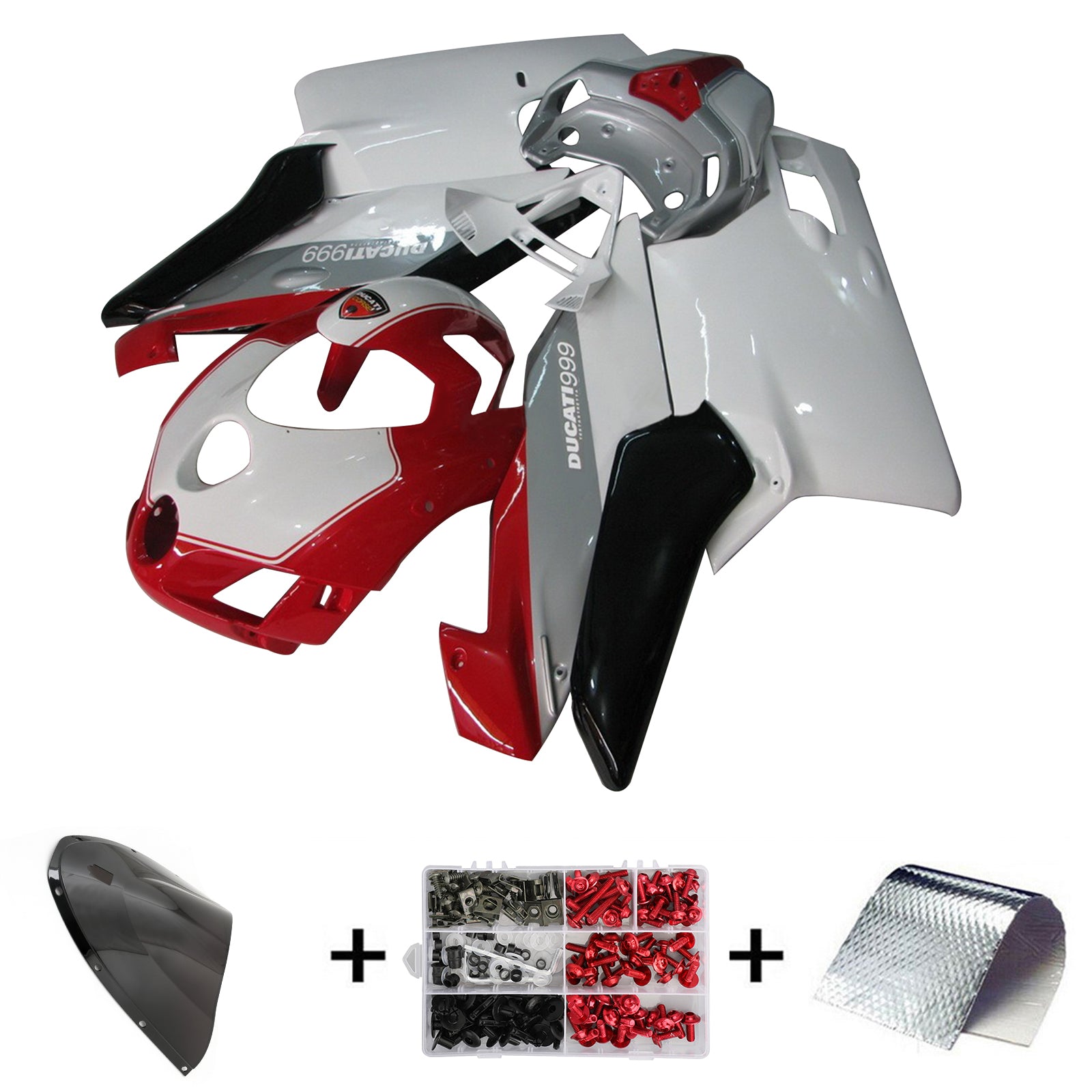 Amotopart Ducati 999 749 2005 2006 Kit de carenado Style3 rojo y blanco