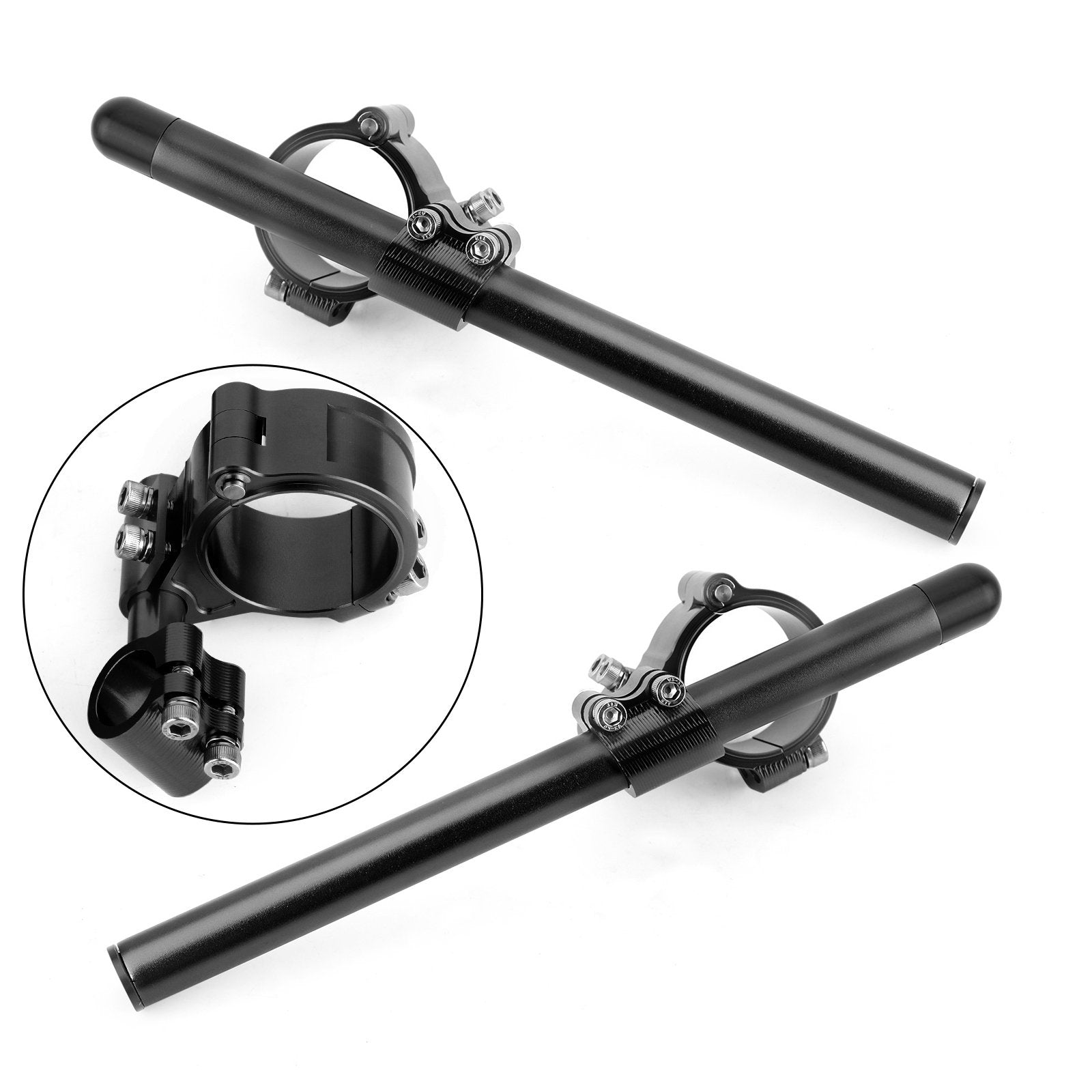 Universal Adjustable Rotatable CNC Billet Clip Ons Fork Tube Handlebar Kit 37mm Black