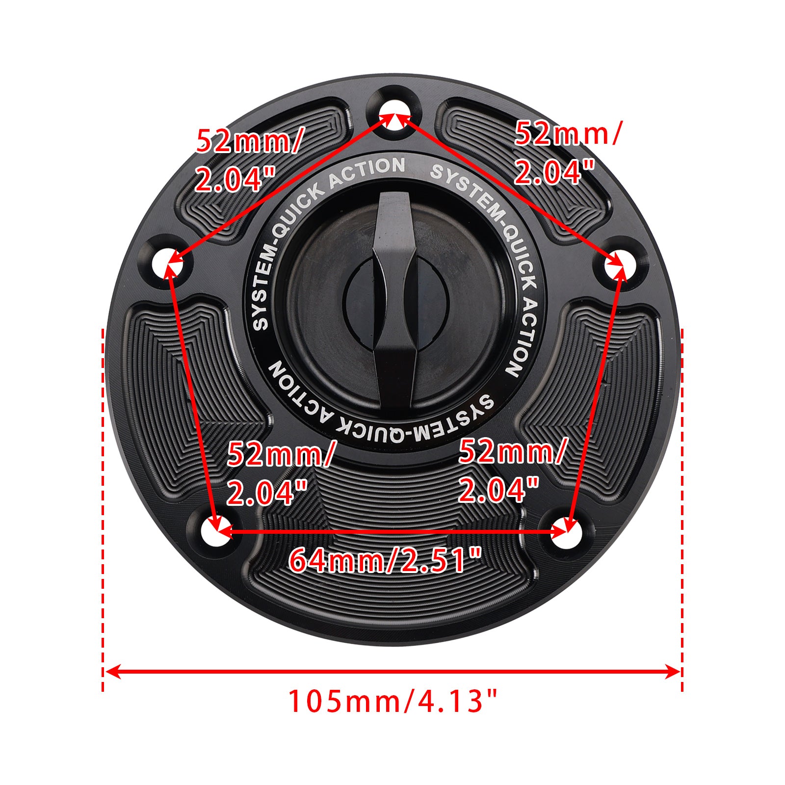 Yamaha MT-03 MT-07 MT-09 MT-10 FZ1 FZ6 FZ6R Quick-Turn Fuel Gas Cap 5 Hole
