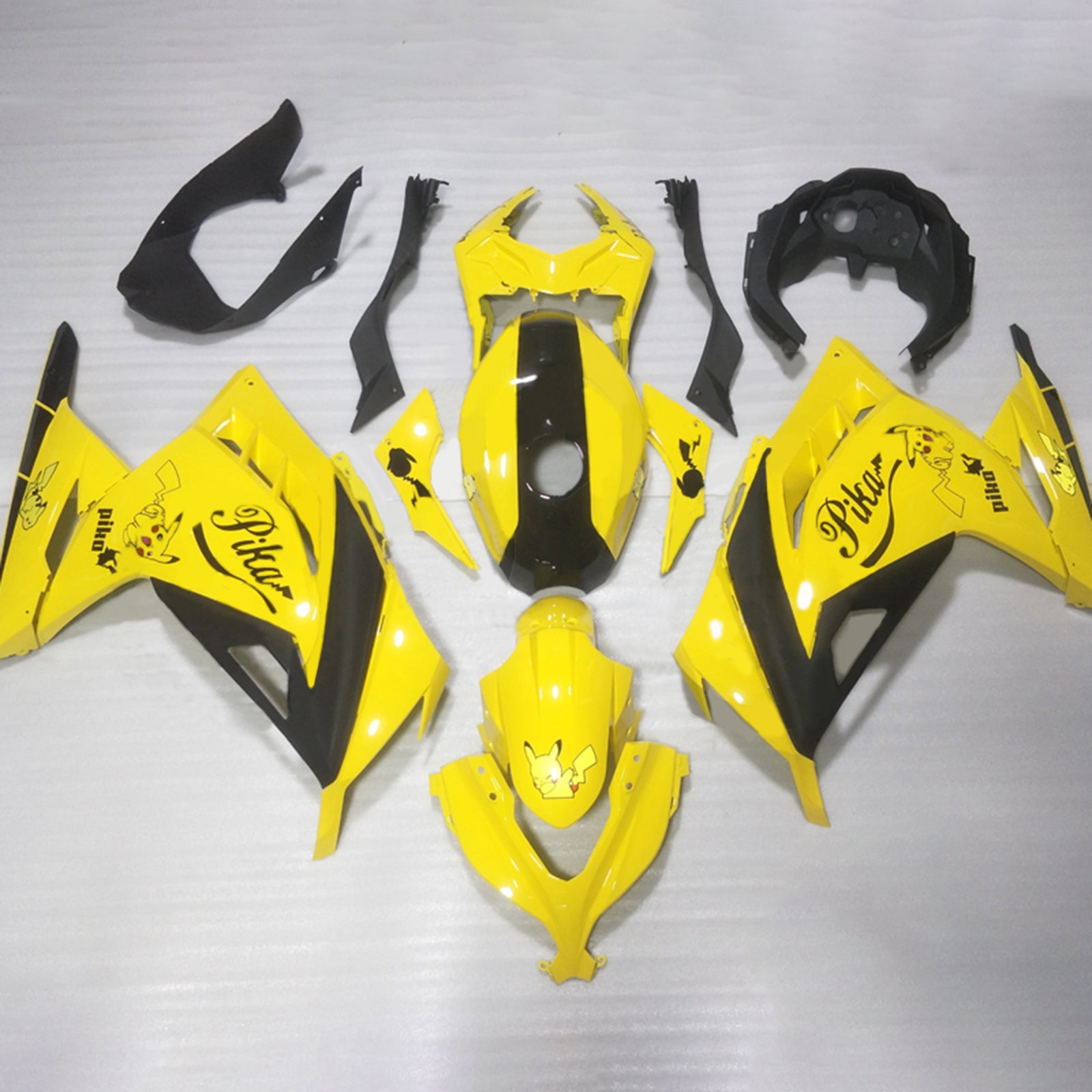 Amotopart 2013-2024 Kawasaki EX300/Ninja 300 Amarillo Negro Estilo 1 Kit de carenado