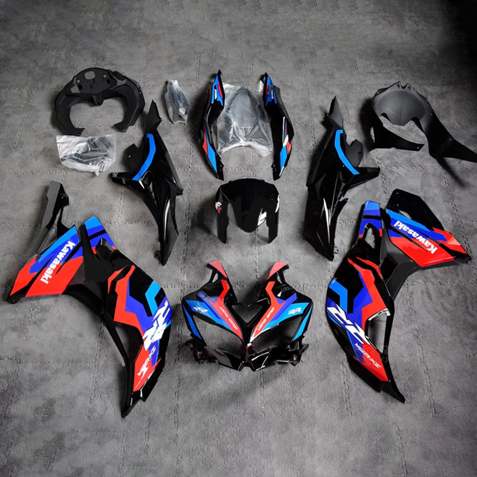 Amotopart 2019-2024 Ninja ZX-25R ZX-4R ZX-4RR Kawasaki Blue&Red Fairing Kit