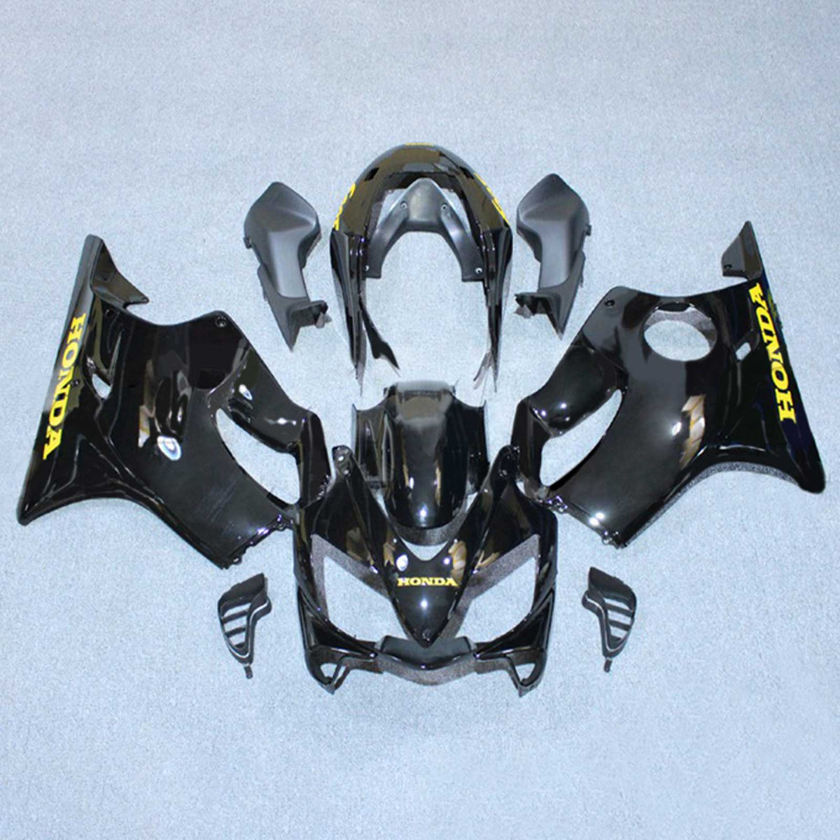 Amotopart 2004-2007 CBR600 F4i Honda Black with Yellow Logo Fairing Kit