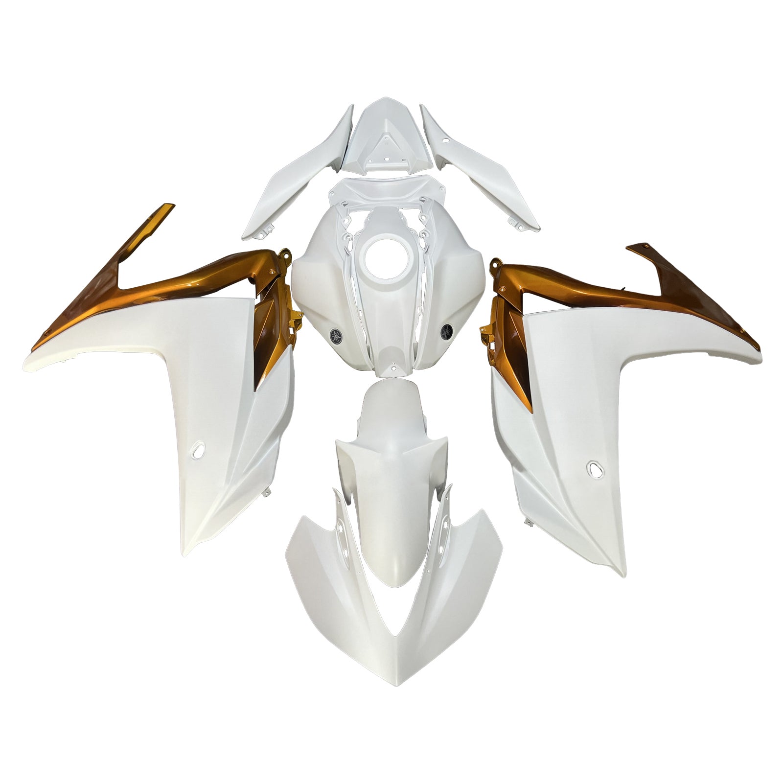 Amotopart Yamaha 2014-2018 YZF R3 2015-2017 YZF R25 Gold White Fairing Kit