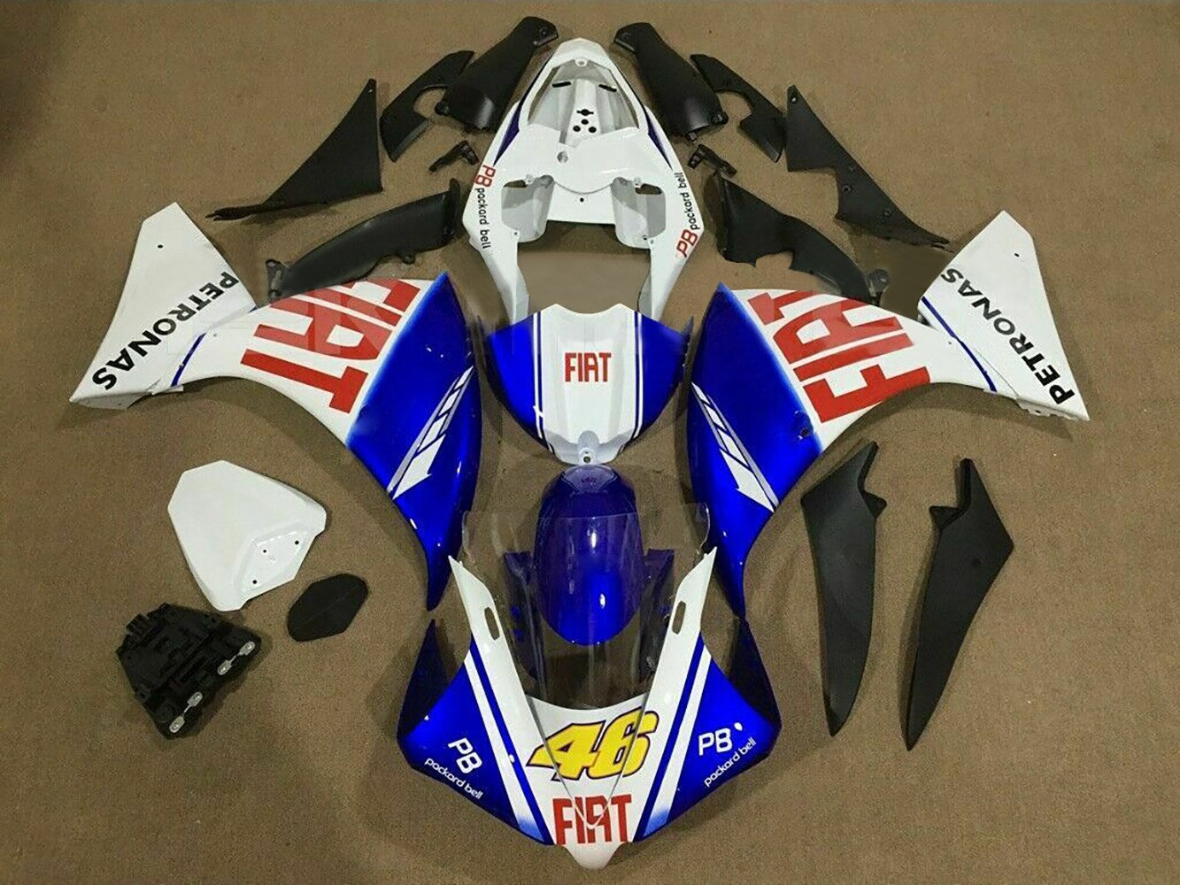 Amotopart 2012-2014 Yamaha R1 Fairing Blue&White Style6 Kit