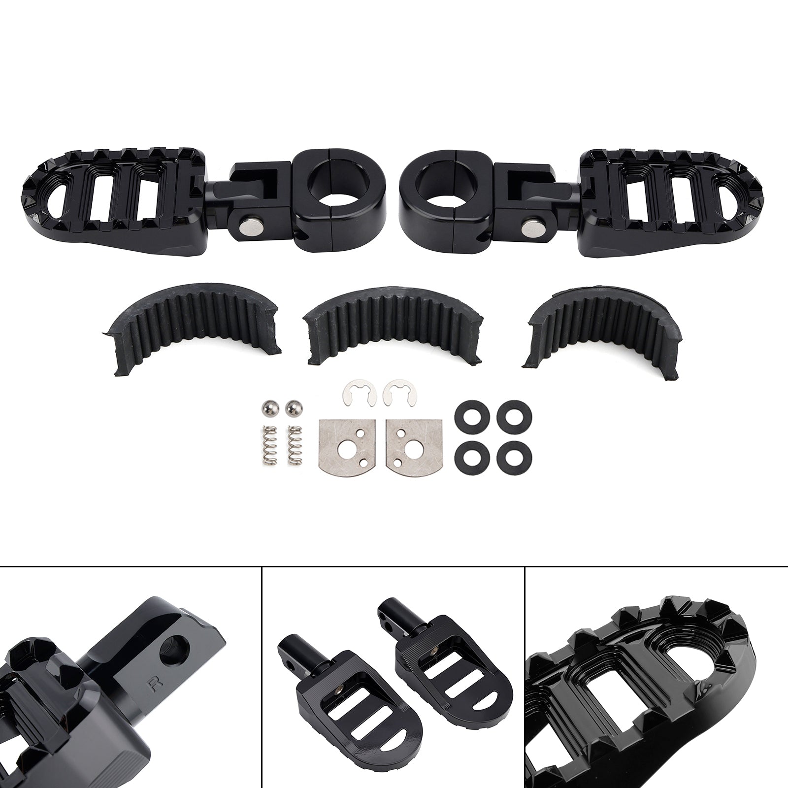 Universal Front Footrests Foot Pegs fit for motorcycle with 1.25 inches bars