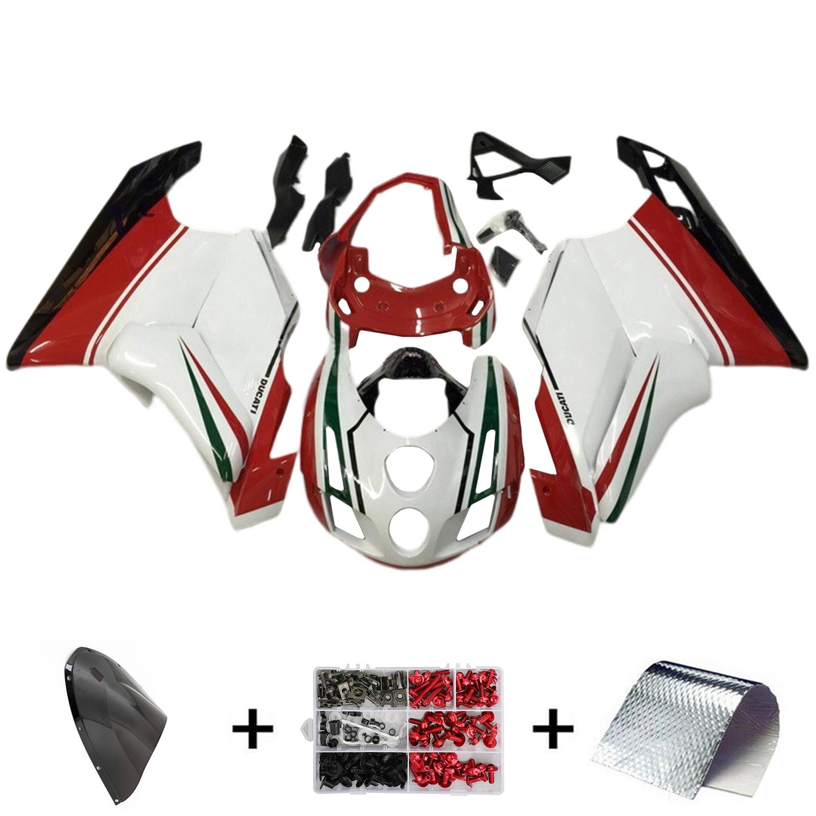 Amotopart 2003 2004 Ducati 999 749 Kit de carénage Style9 rouge et blanc