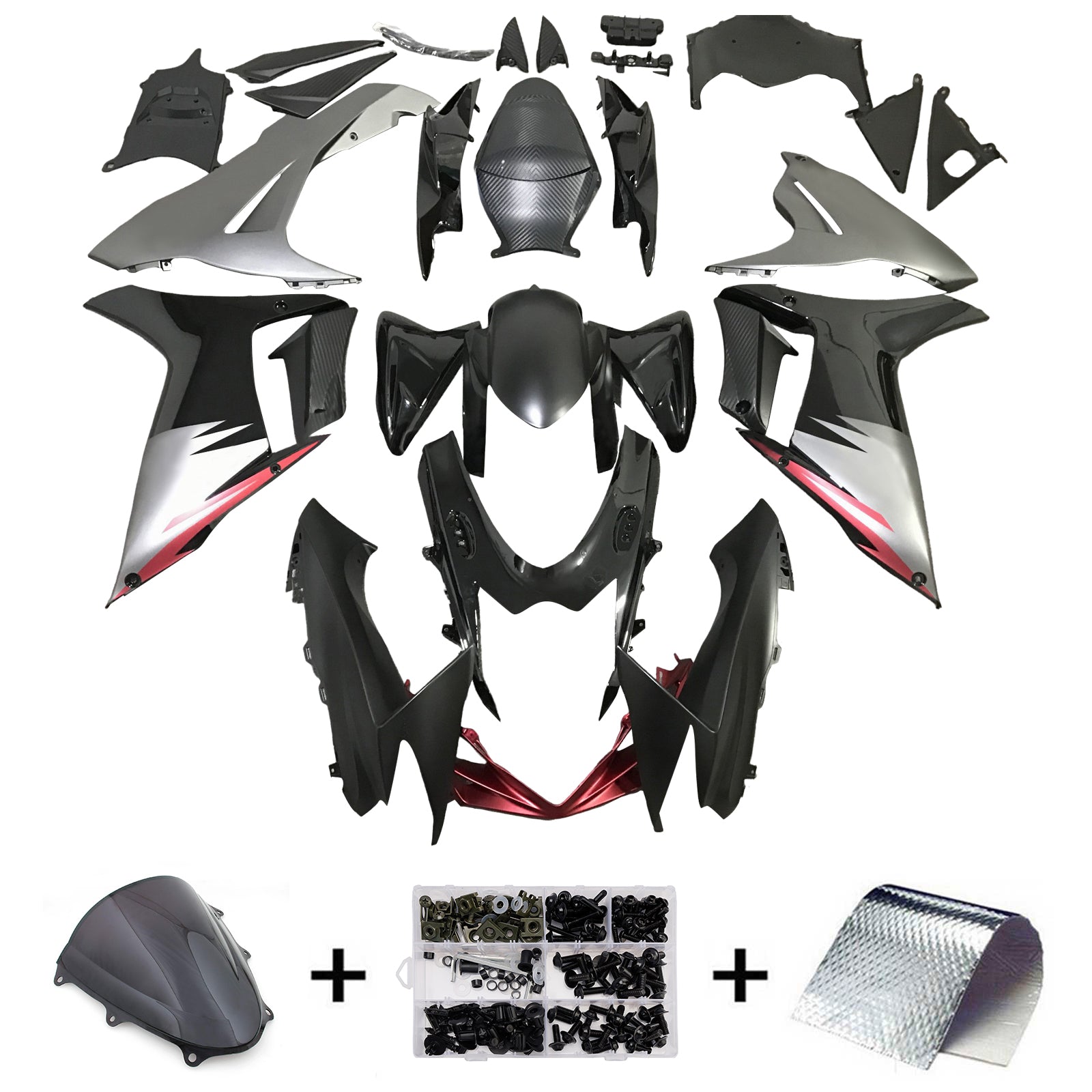 Amotopart 2011-2025 Suzuki GSXR 600/750 Sliver Black Grey Abzugskit