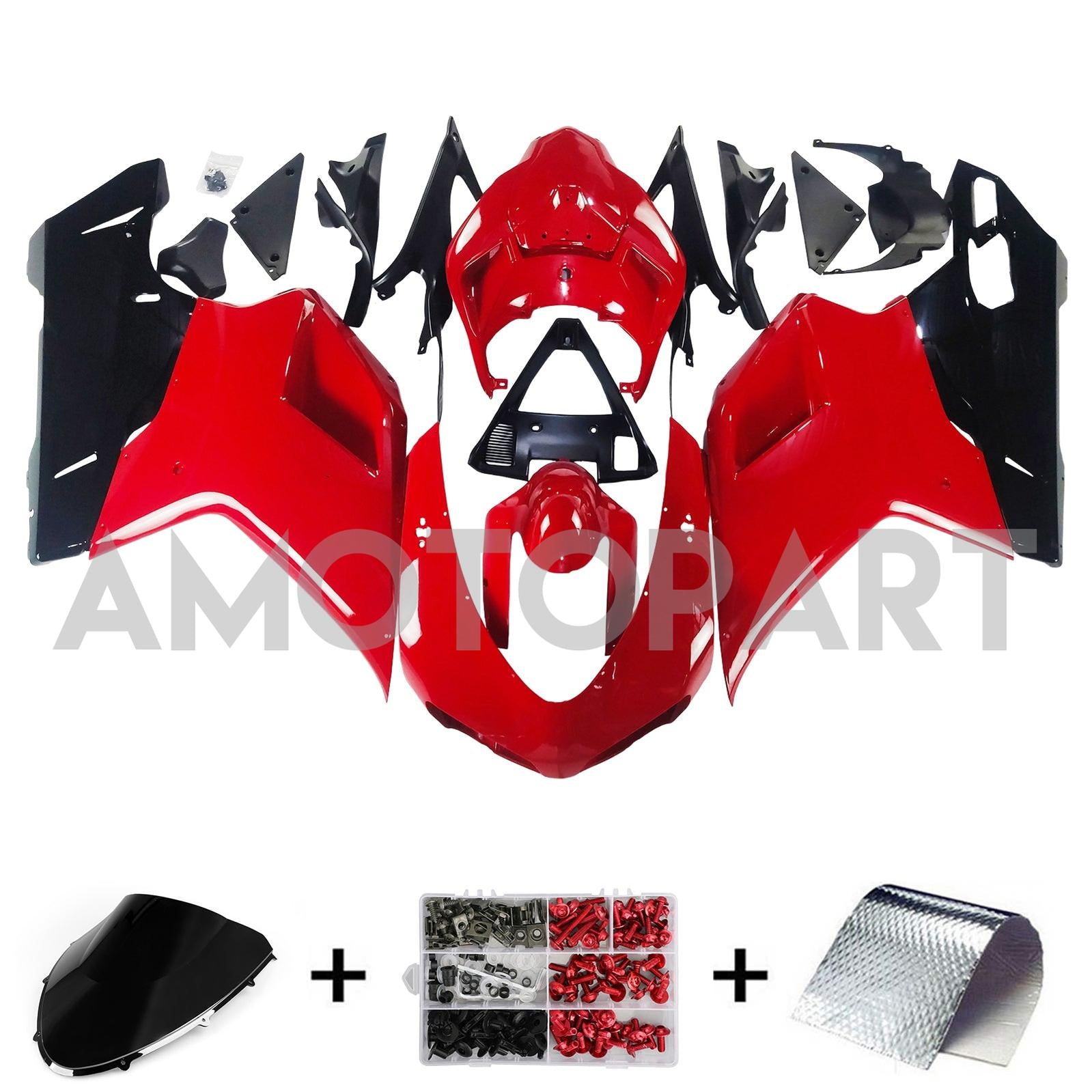 Amotopart All Years Ducati 1098/1198/848 Red Black Fairing Kit