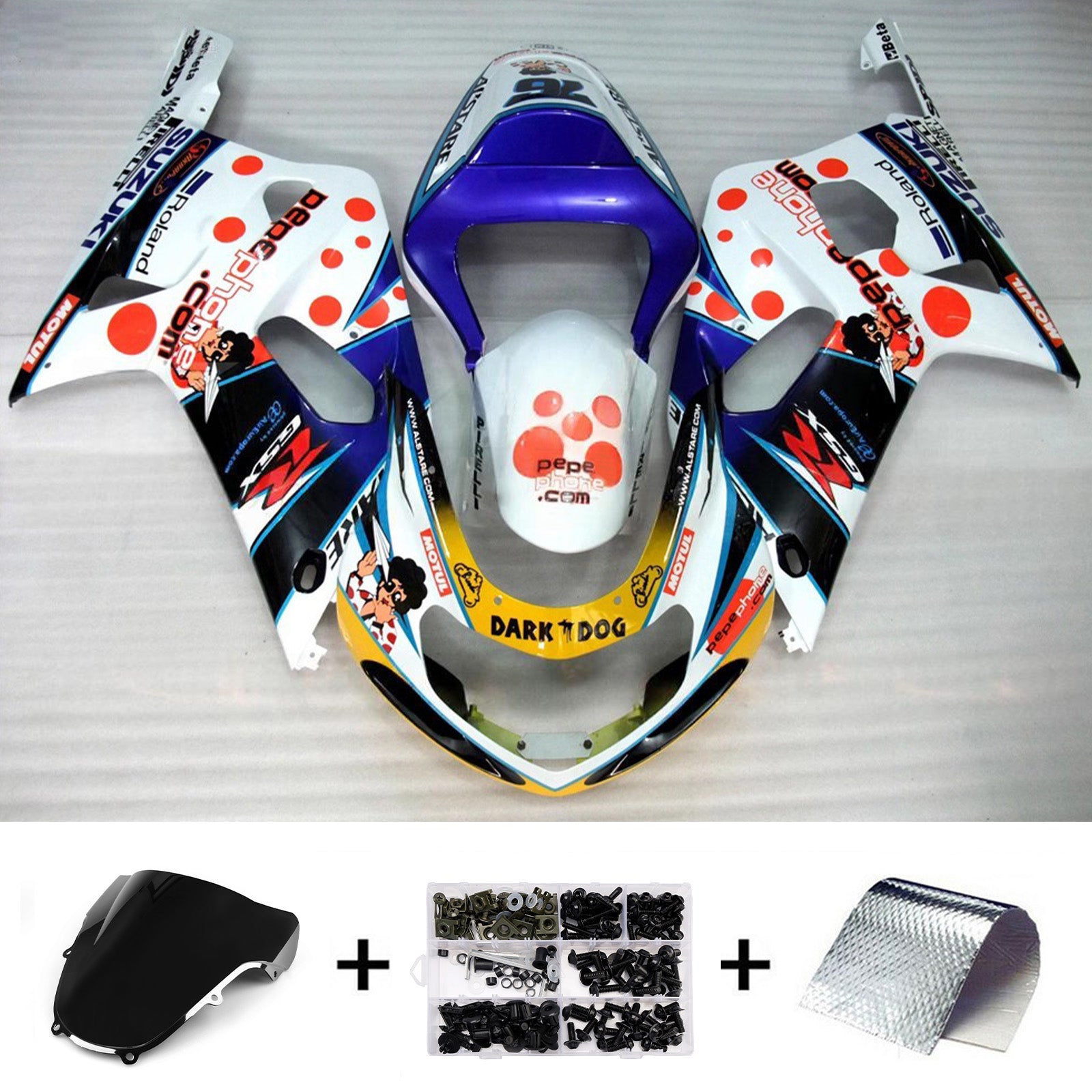 Amotopart Suzuki 2001-2003 GSXR 600 2000-2003 GSXR 750 Black Blue White Red Fairing Kit