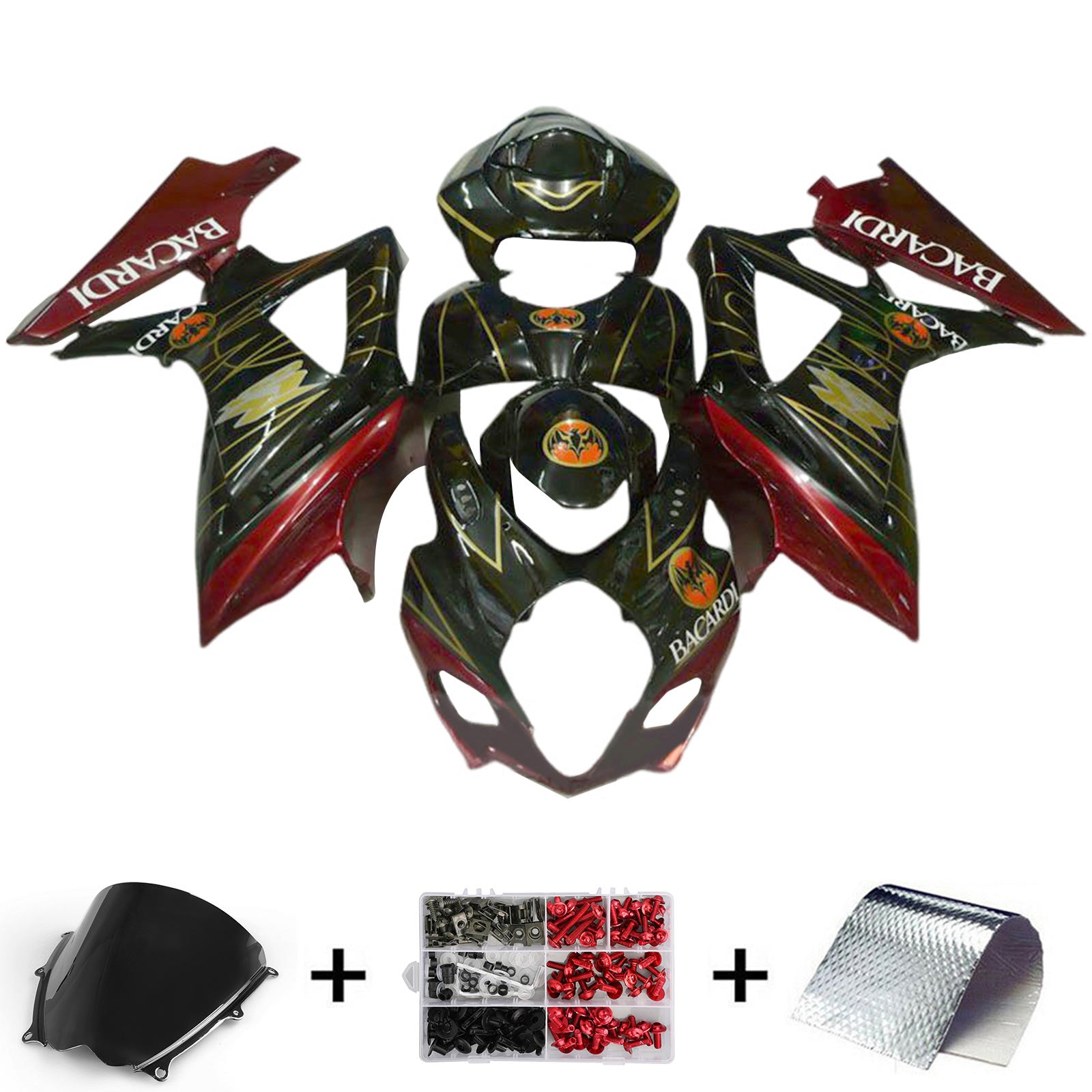 Amotopart 2007-2008 K7 GSXR1000 Suzuki Red with Gold Accents Fairing Kit