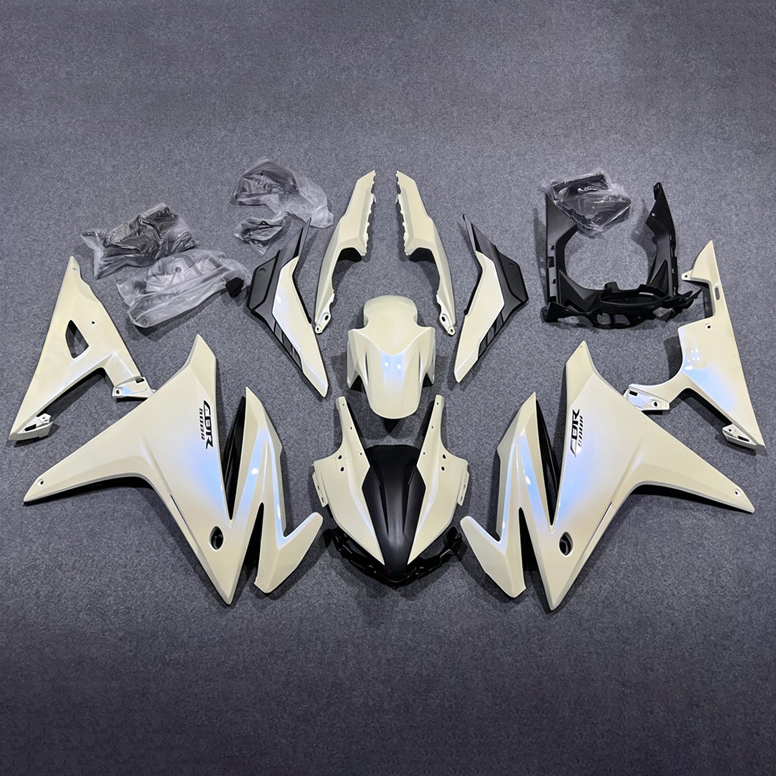 Amotopart 2016-2018 Honda CBR500R Cream White Fairing Kit