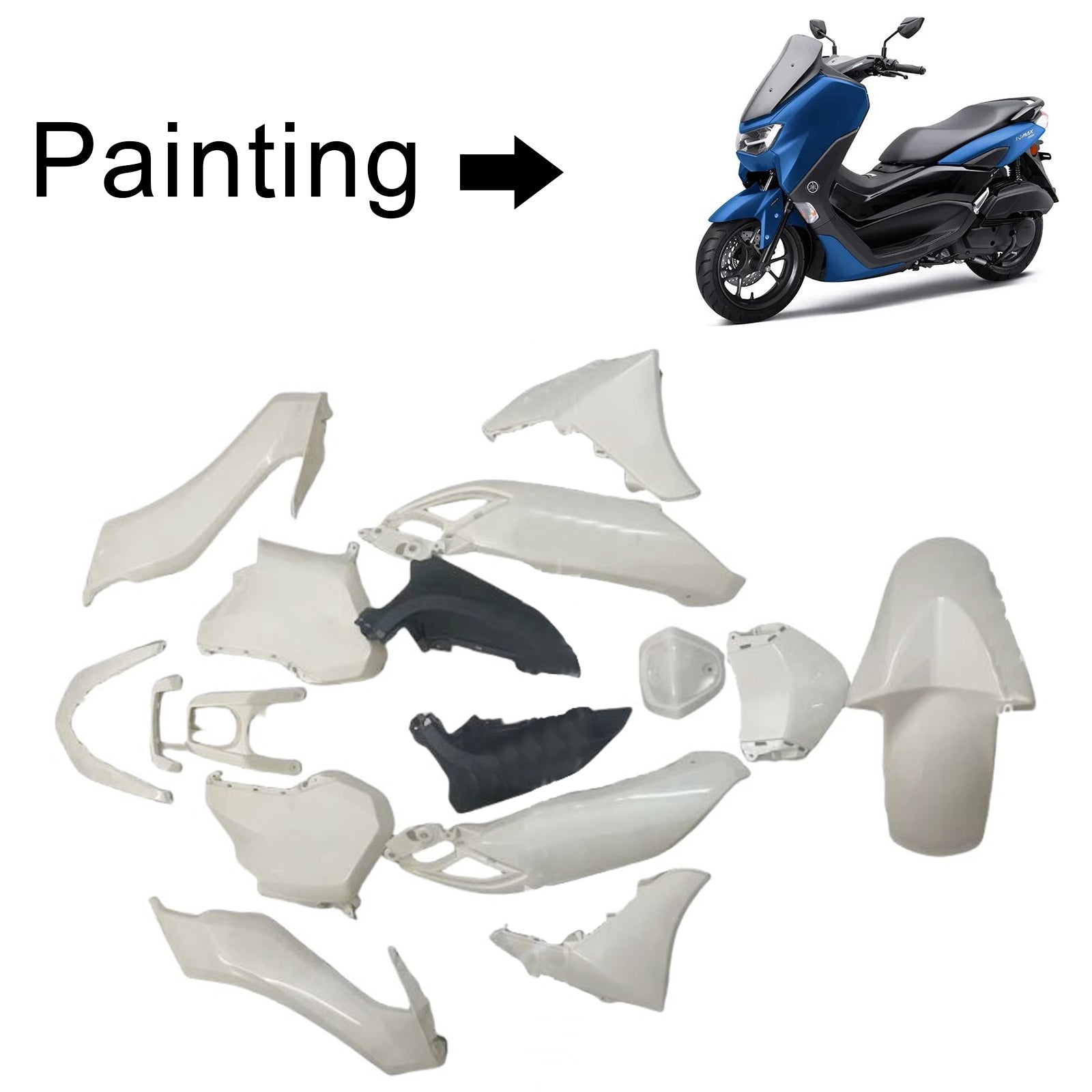 Amotopart 2020-2024 Yamaha NMAX 125/155/250 Blue Black Fairing Kit