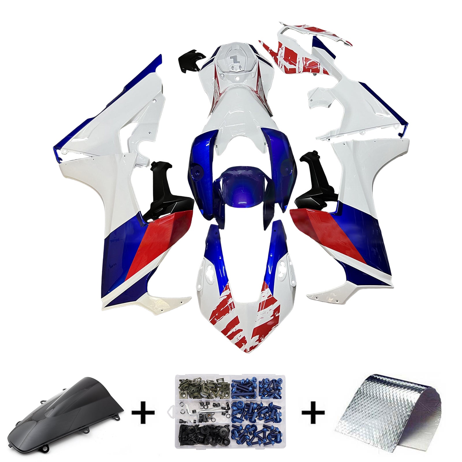 Amotopart 2017-2023 Honda CBR1000rr Kit de carénage bleu blanc