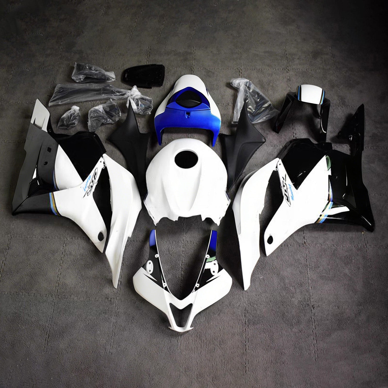 Amotopart 2009-2012 Honda CBR600RR White Blue Fairing Kit