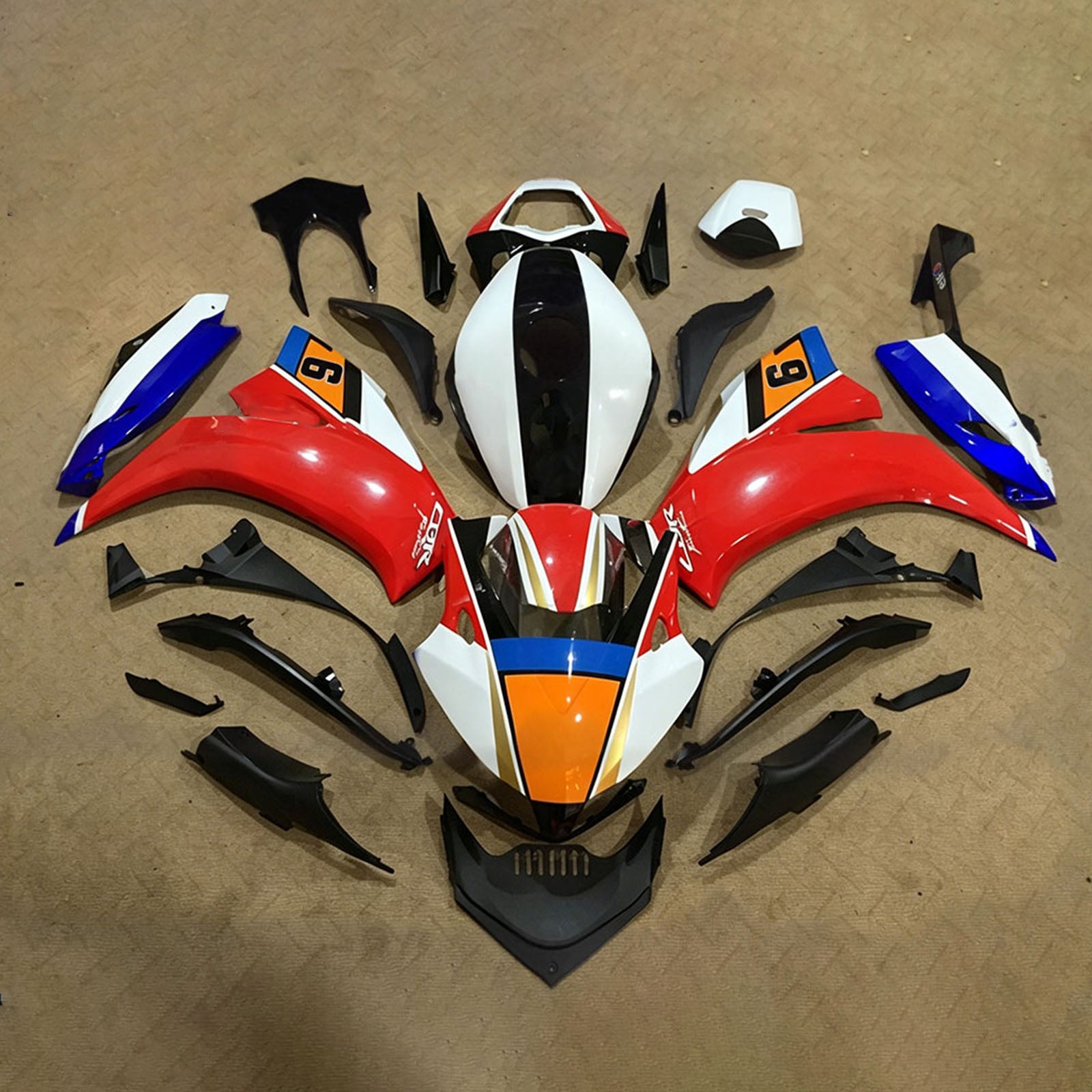 Amotopart 2012-2016 Honda CBR1000RR White/Red/Blue Fairing Kit