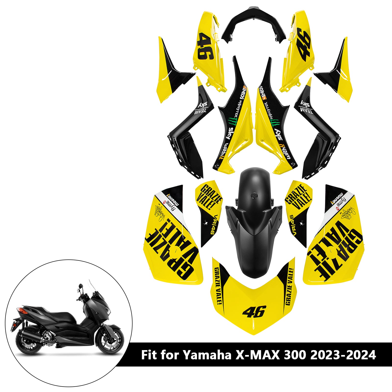 Amotopart 2023-2024 Yamaha X MAX 300 Verkleidungssatz