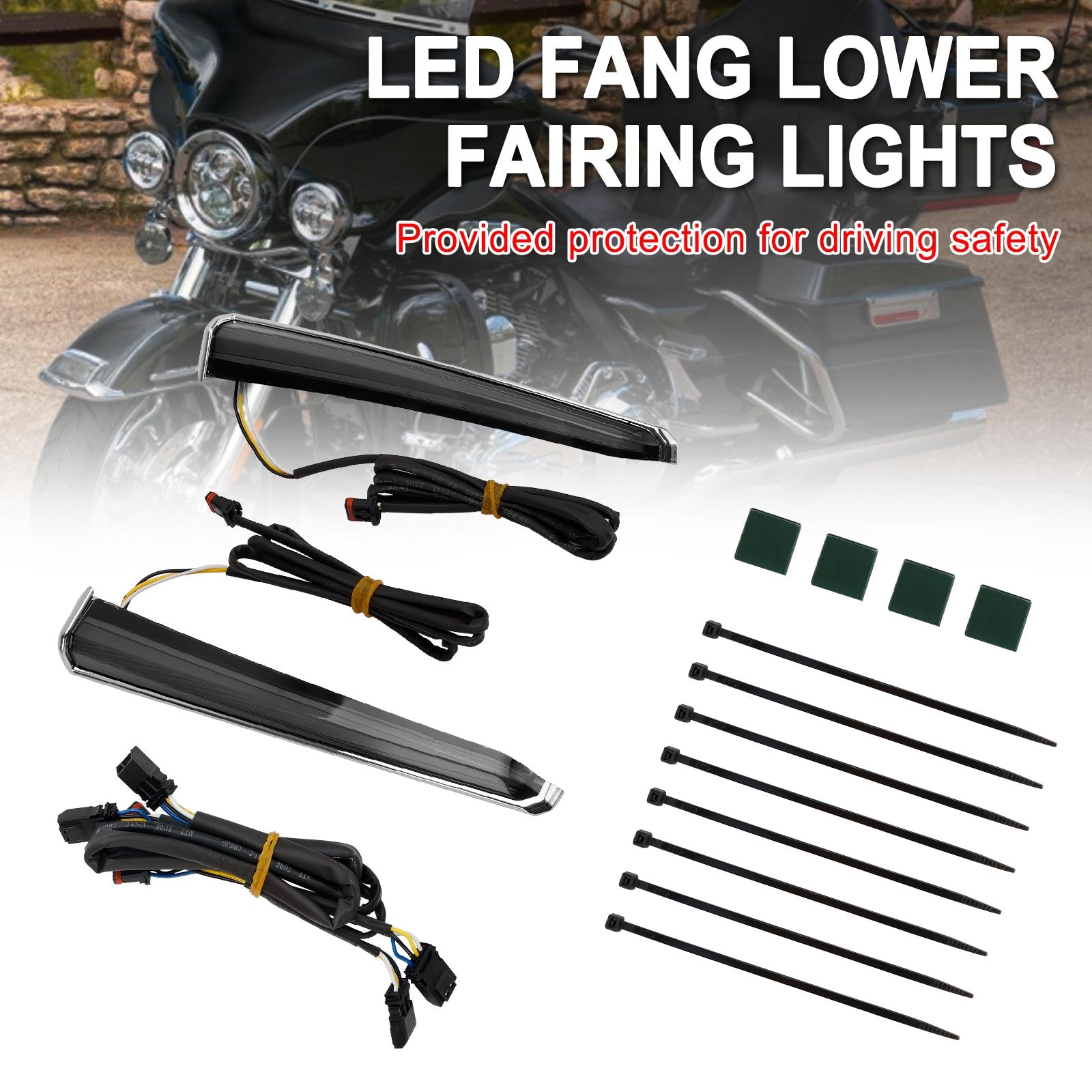 45801 LED Fang Lower Fairing Lights for Touring Road Glide 2014-2023
