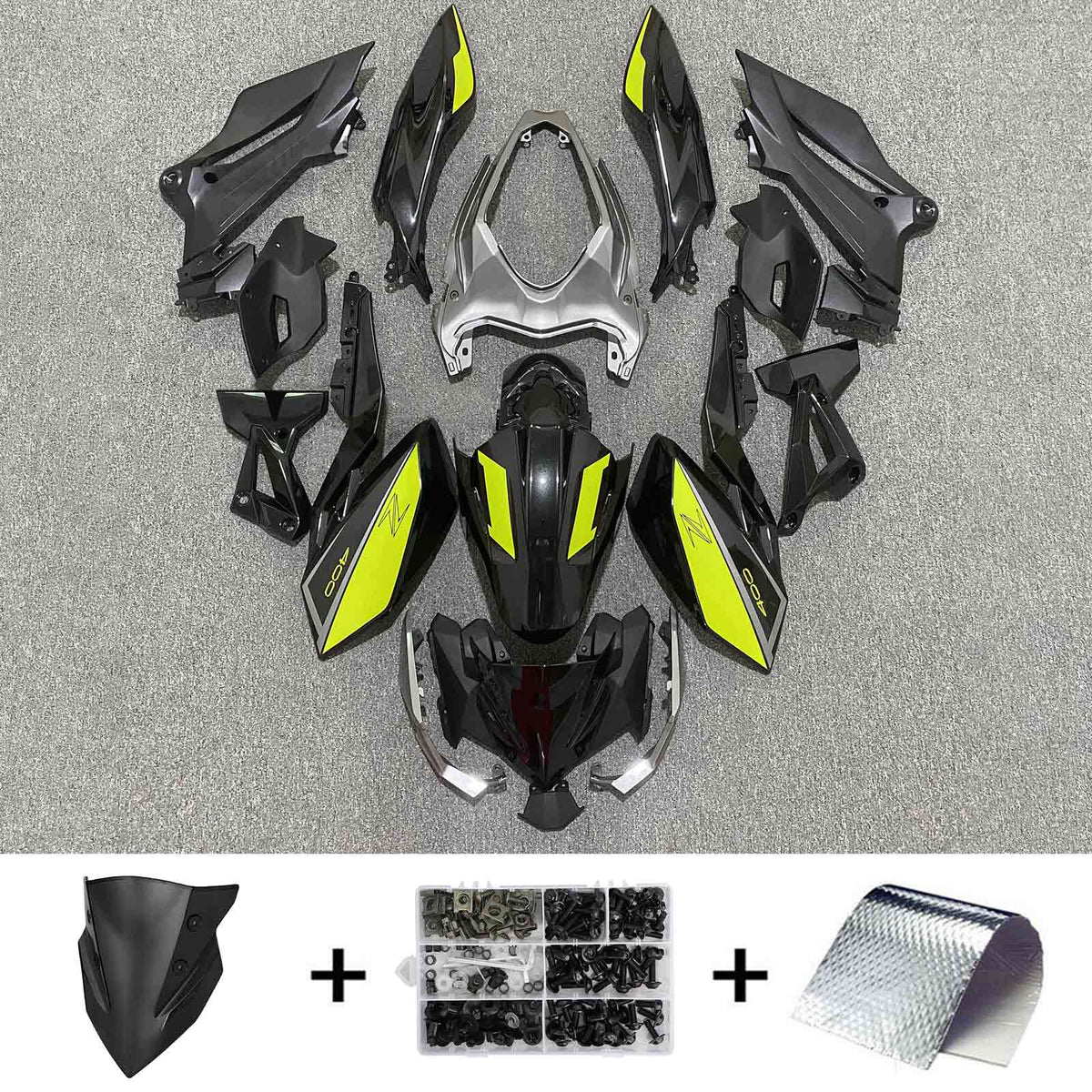 Amotopart 2018-2020 Z400 Kawasaki Black&Yellow Style3 Fairing Kit