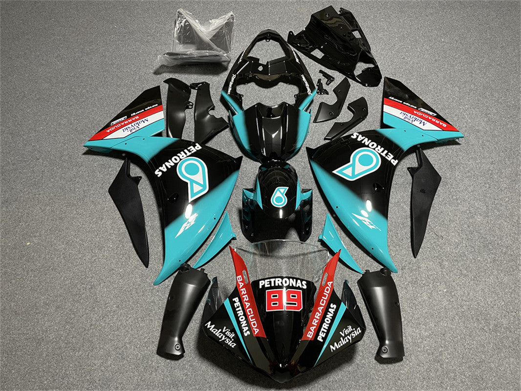 Amotopart Kit carena Petronas Blu&amp;Nero per Yamaha YZF 1000 R1 2012-2014