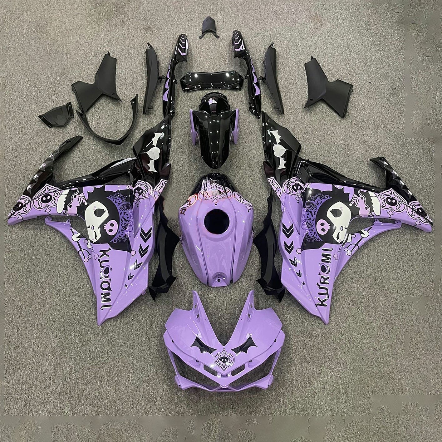 Amotopart YZF-R3 2014-2018 R25 2015-2017 Yamaha Kit de carénage violet et noir