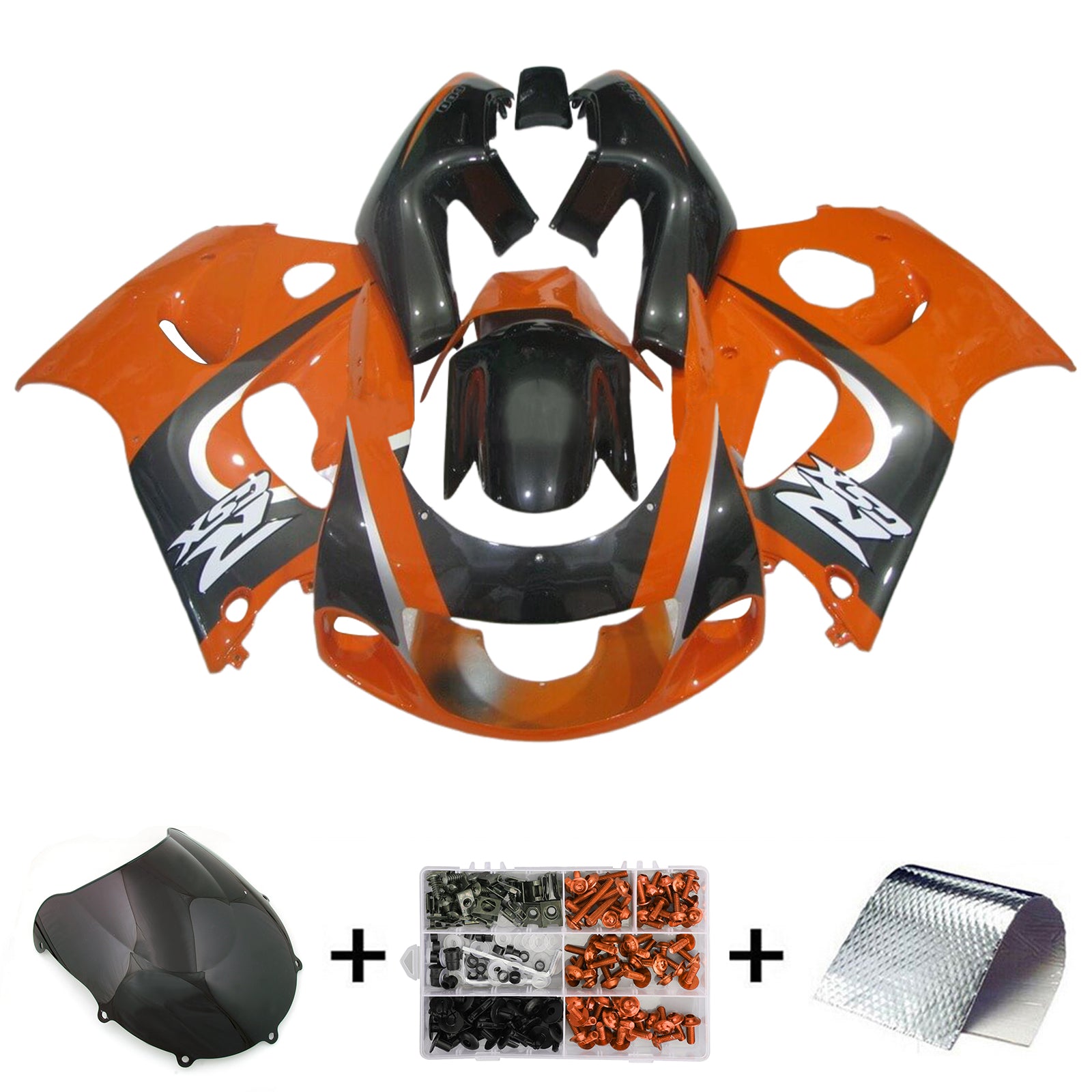 Amotopart Suzuki GSXR600 1996–2000 GSXR750 1996–1999 Verkleidungsset in Orange und Schwarz