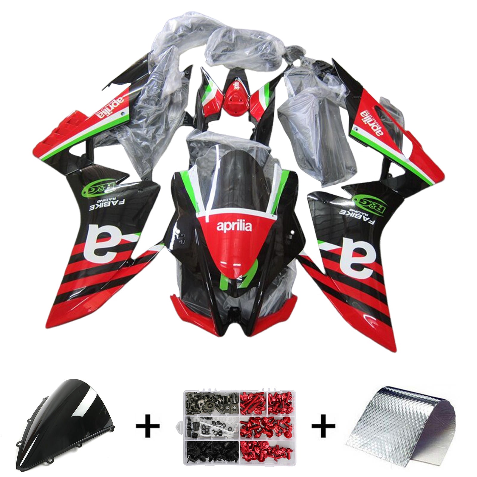 Amotopart Aprilia 2016-2020 RSV4 1000 Kit de carénage rouge et vert Style 7