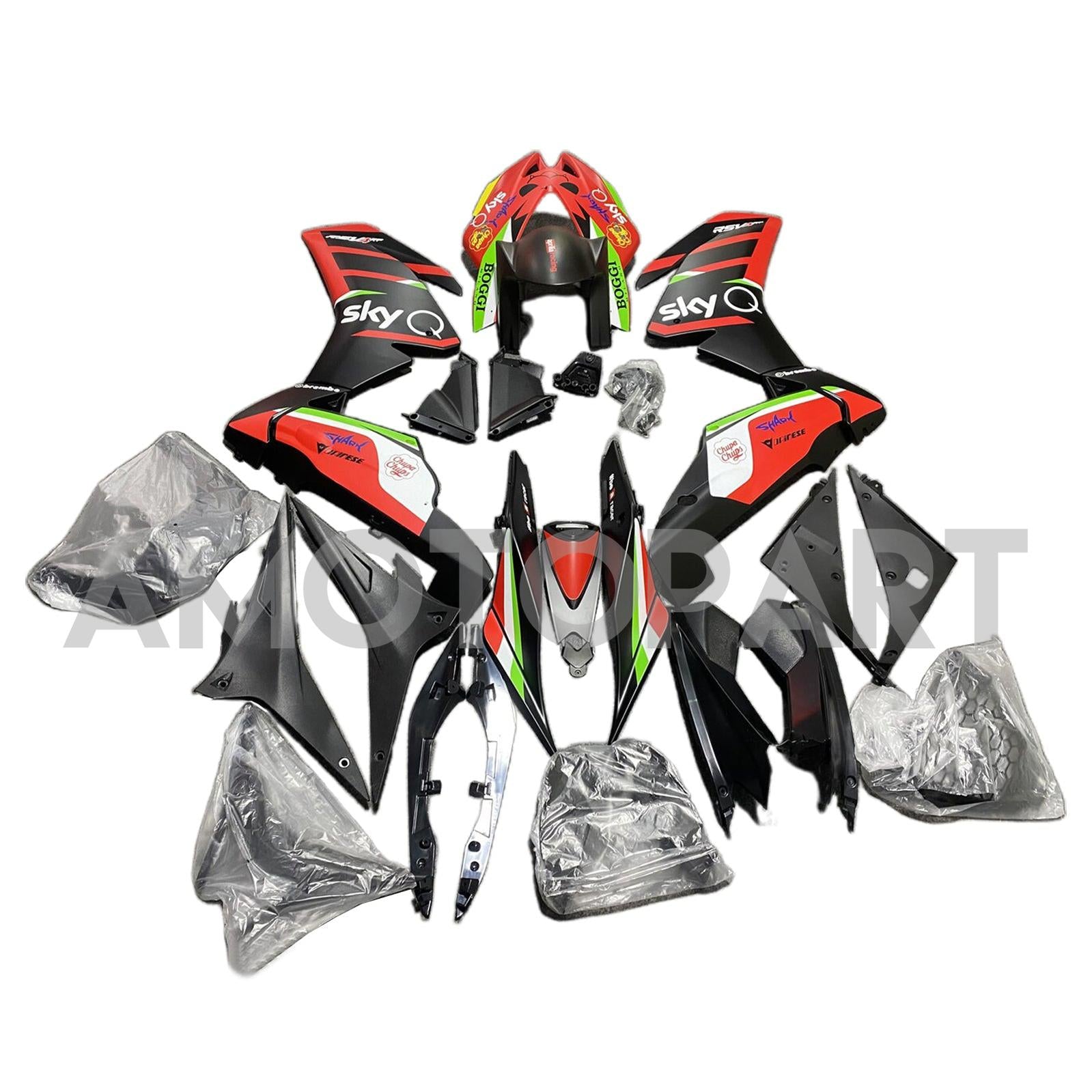 Amotopart 2009-2015 RSV4 1000 アプリリア レッド&ブラック スタイル 5 フェアリングキット