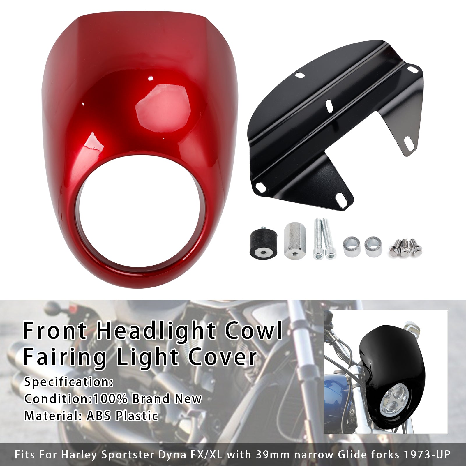 1973-up Sportster Dyna XL 883 1200 FX Headlight Fairing Light Cover