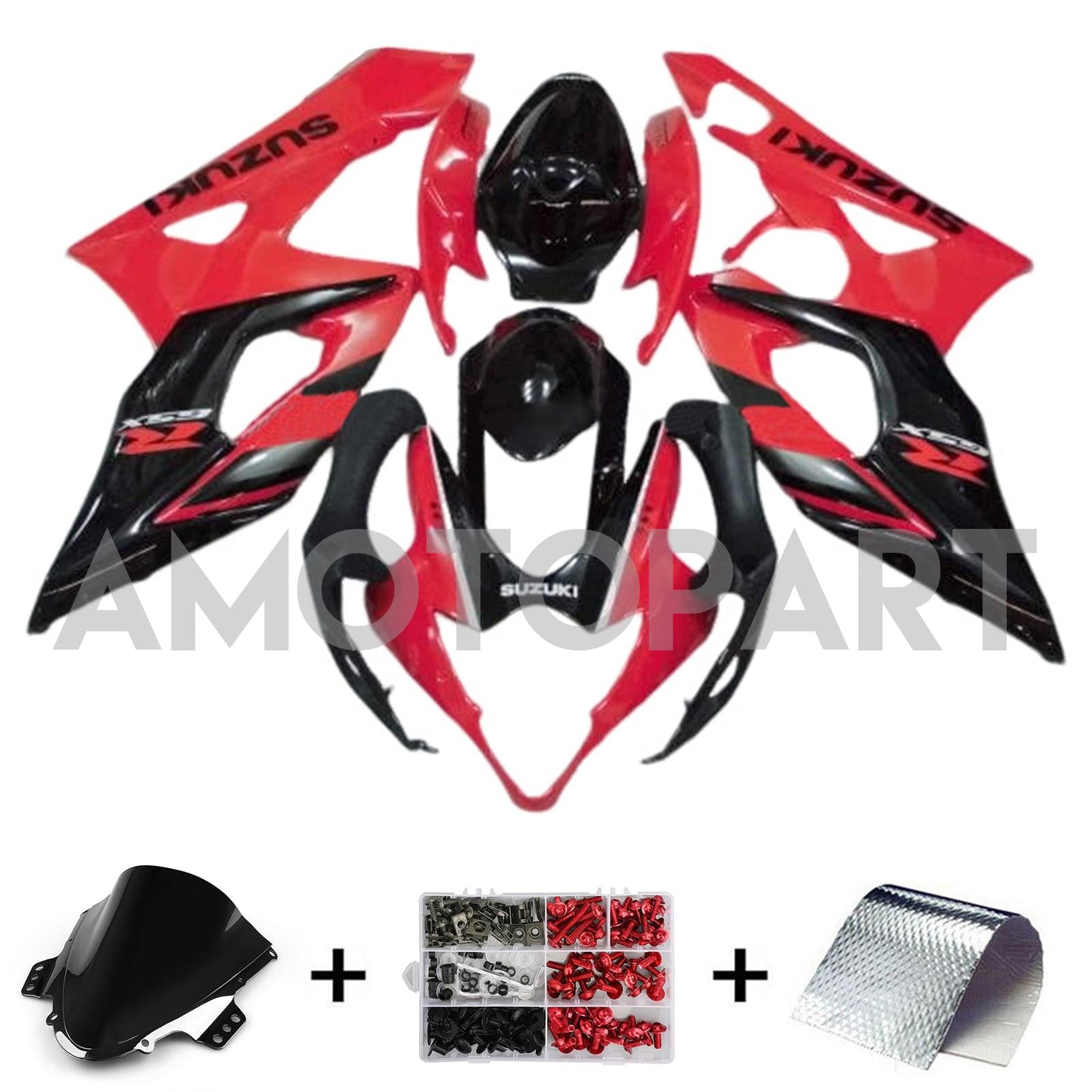 Amotopart 2005-2006 K5 GSXR1000 Suzuki Red&Black Style3 Fairing Kit