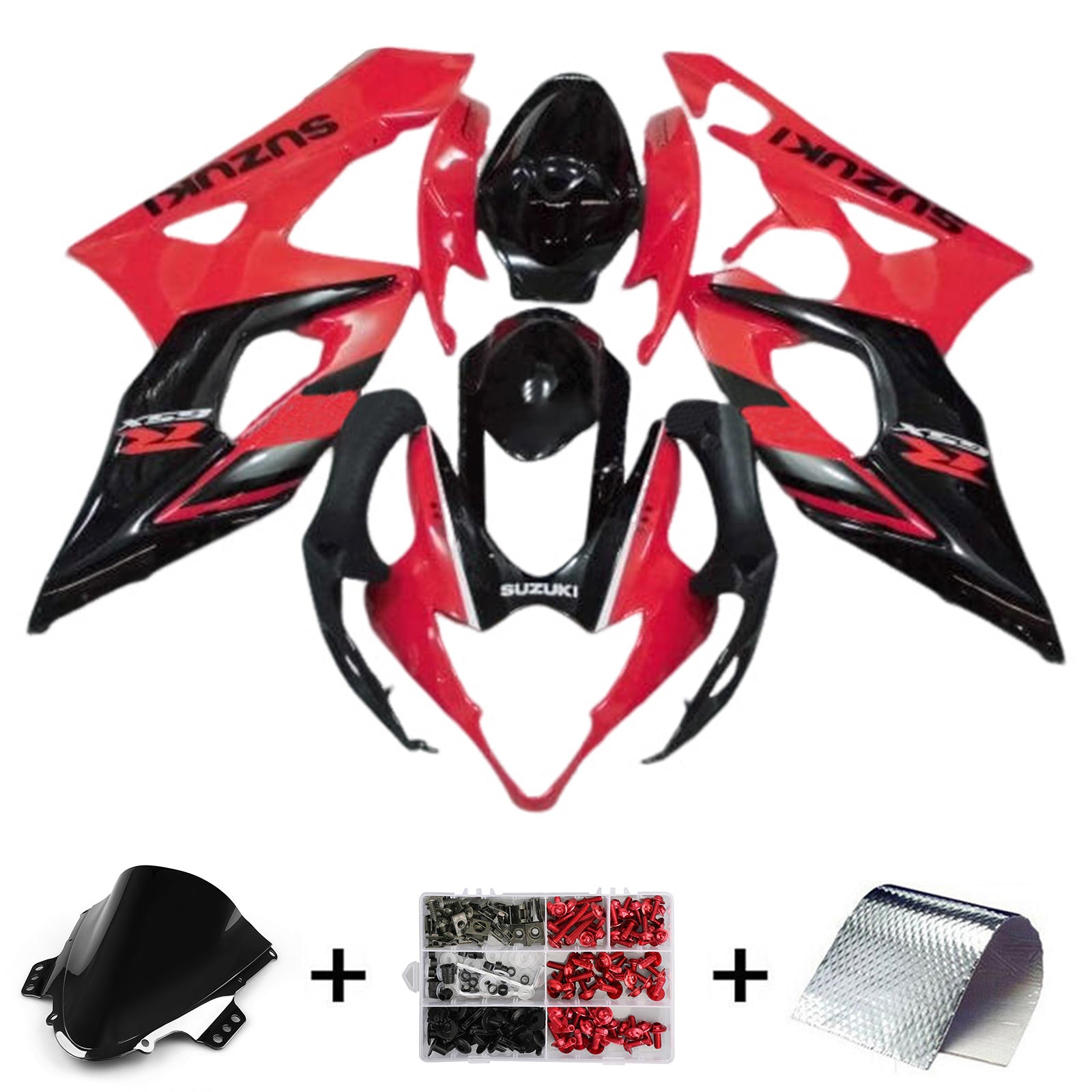 Amotopart 2005-2006 K5 GSXR1000 Suzuki Rojo y Negro Style3 Kit de carenado