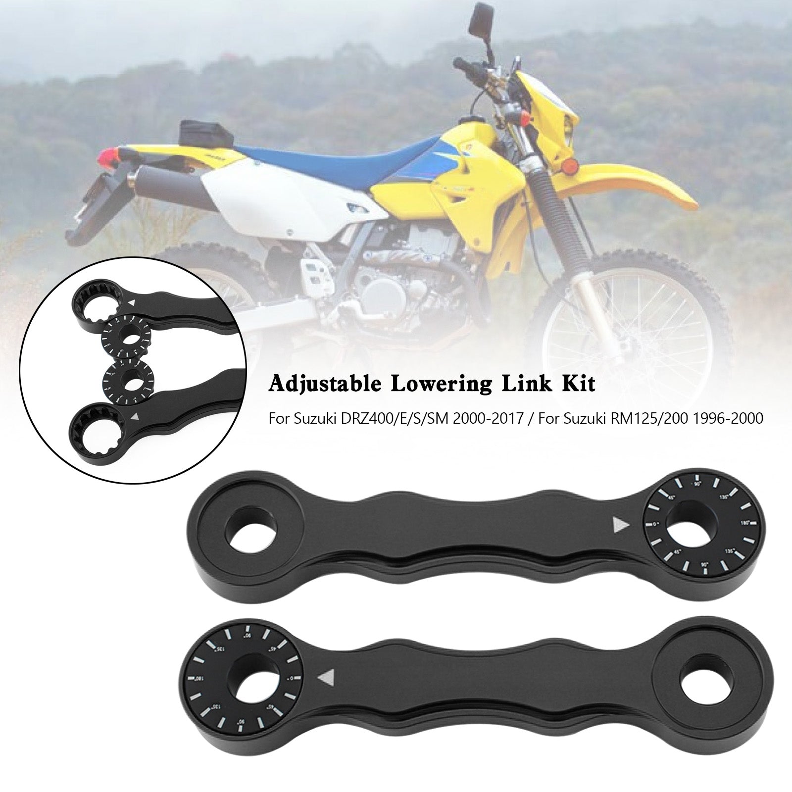 Kit de lien d'abaissement réglable pour Suzuki DRZ400/E/S/SM 00-17 RM125/200 96-00