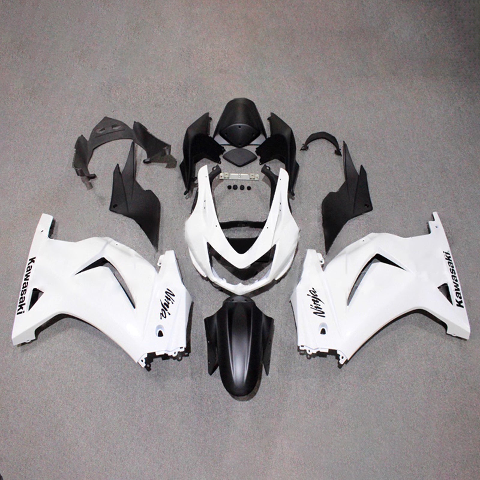 Amotopart 2008-2012 Kawasaki EX250/Ninja250R White & Black Fairing Kit