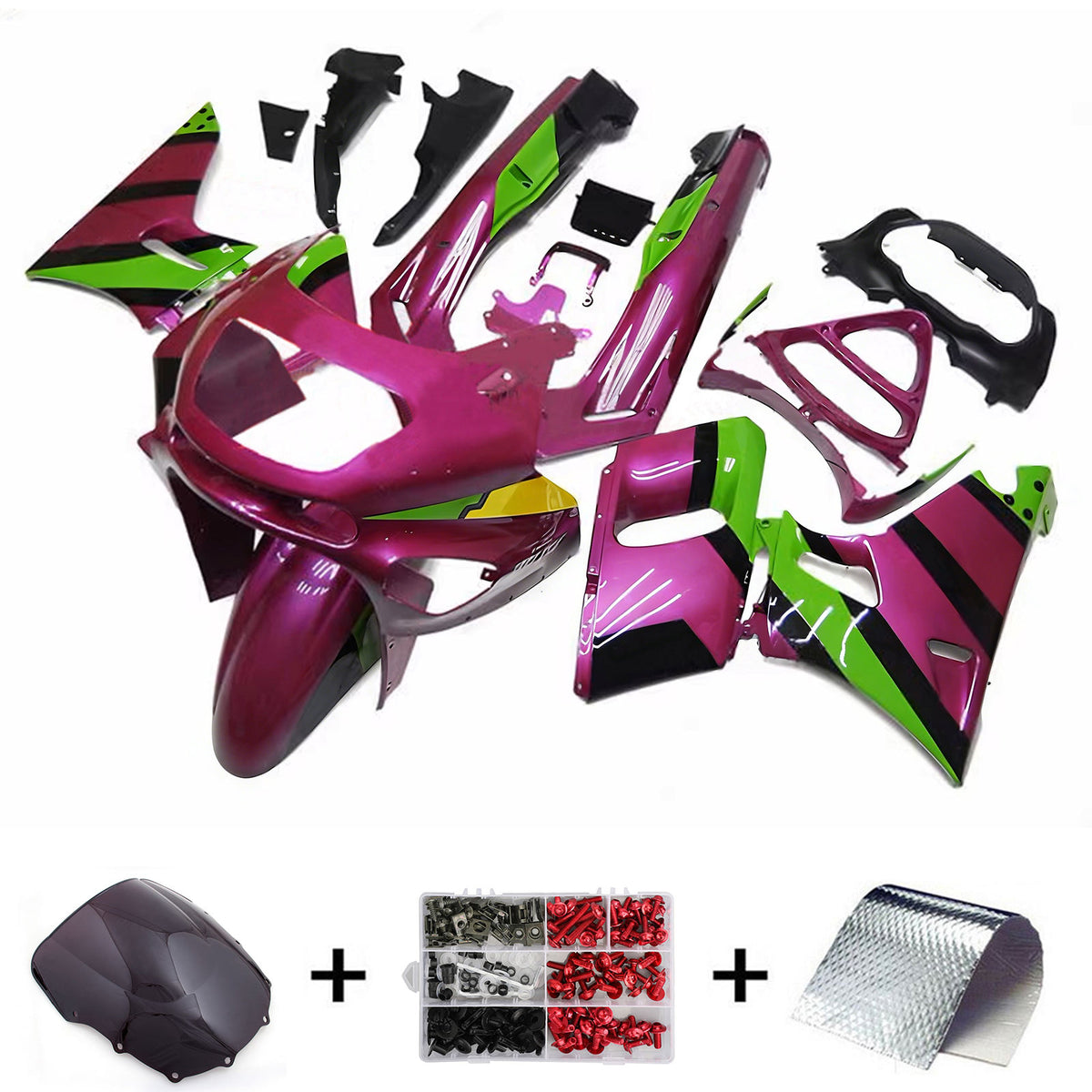 Amotopart 1993–2007 1998–2003 Kawasaki ZZR400 ZZR600 Pink Weiß Rot Schwarz Verkleidungsset