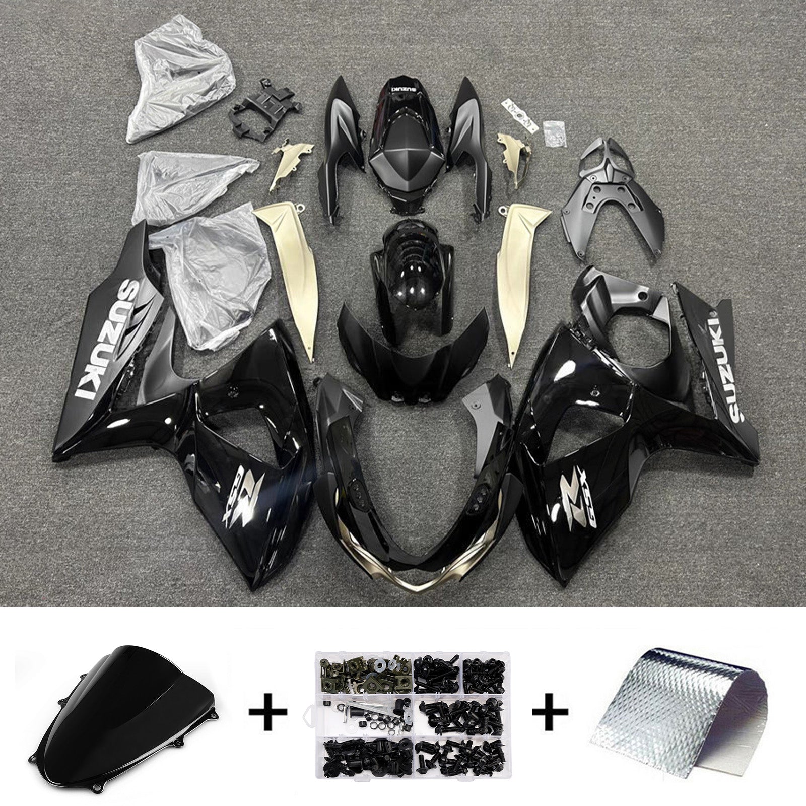 Amotopart 2009-2016 Suzuki GSXR1000 Black Fairing Kit