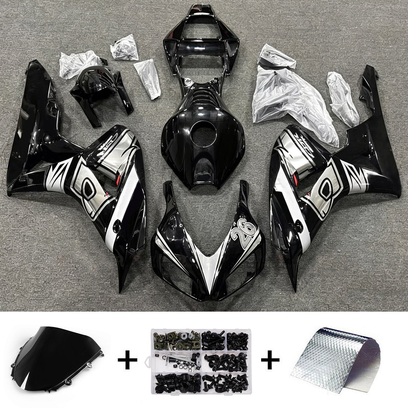 Amotopart 2006-2007 Honda CBR1000RR Black Fairing Kit