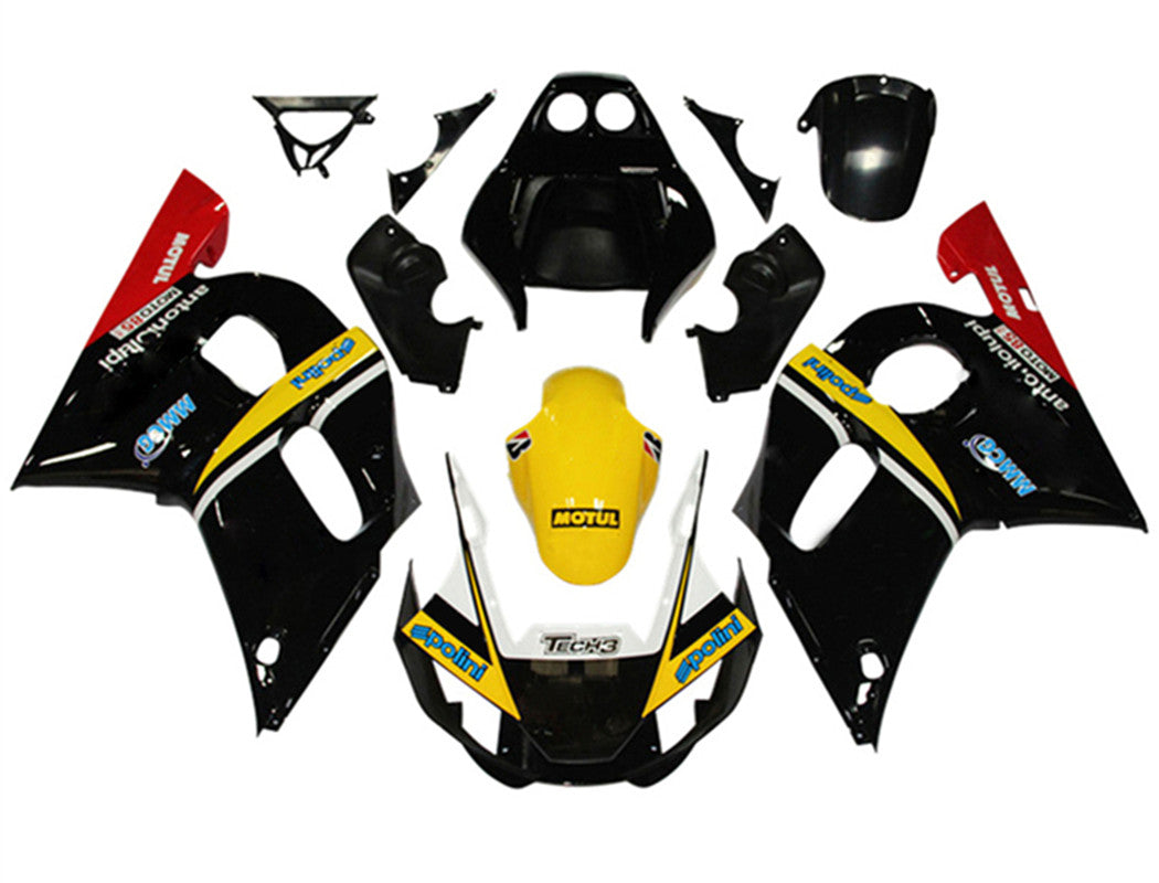 Amotopart Yamaha YZF 600 R6 1998-2002 Kit de carenado negro y amarillo