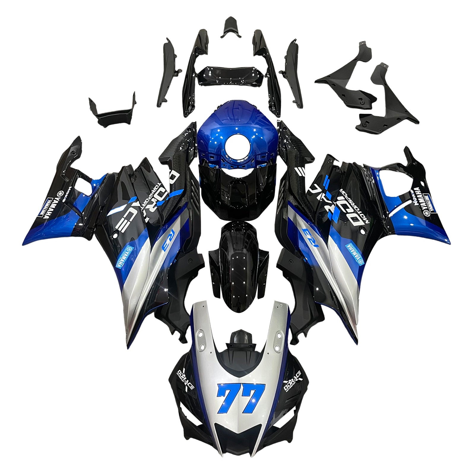 Amotopart Yamaha 2019-2021 YZF R3/YZF R25 Kit de carenado azul gris