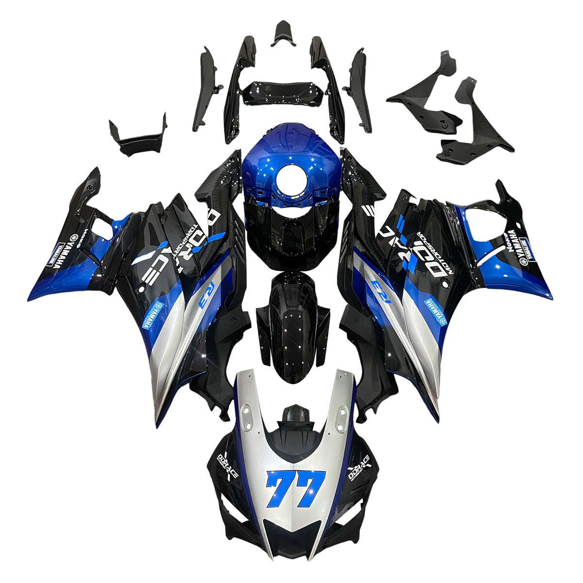 Amotopart Kit carena blu e grigio Yamaha 2019-2021 YZF R3/YZF R25