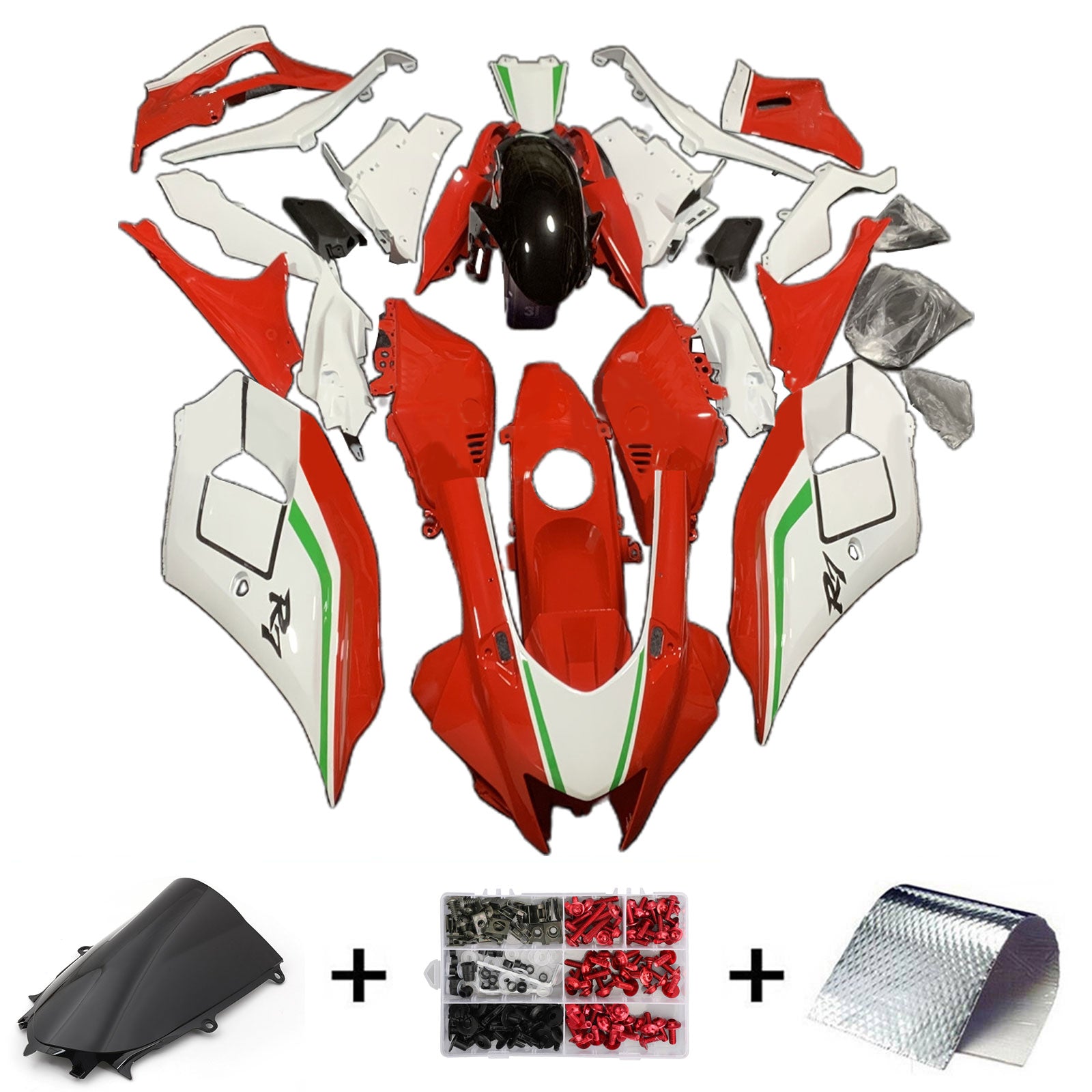 Amotopart 2021-2024 Yamaha YZF-R7 White Red Fairing Kit