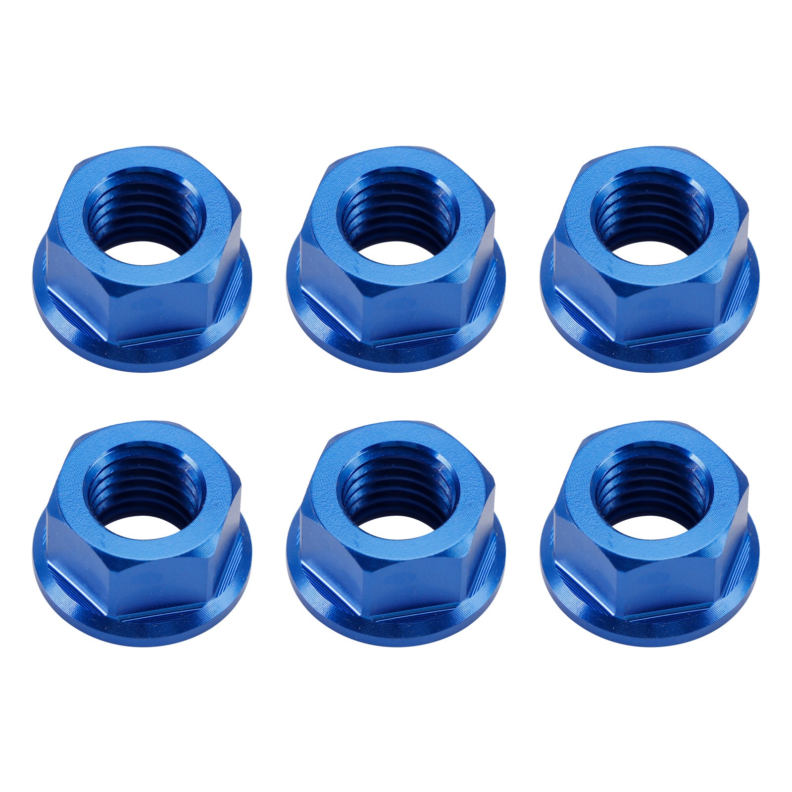 6 Pack Motorcycle Bike Aluminum Rear Sprocket Flange Nuts M10X1.5mm Blue