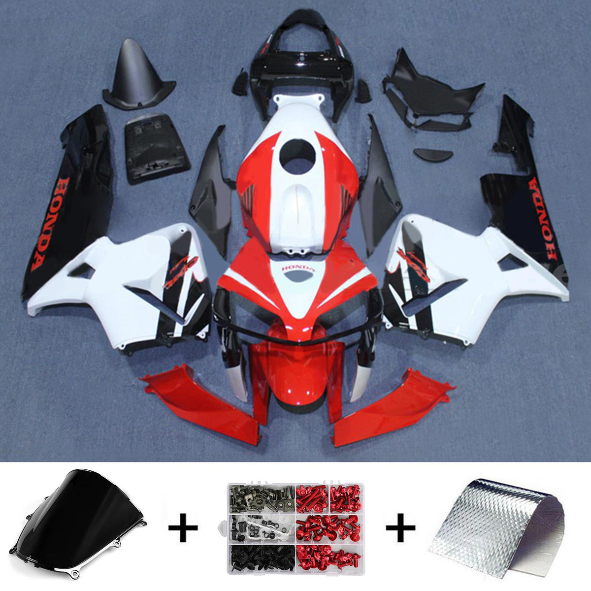 Amotopart 2005-2006 Honda CBR600RR White Red Black Fairing Kit