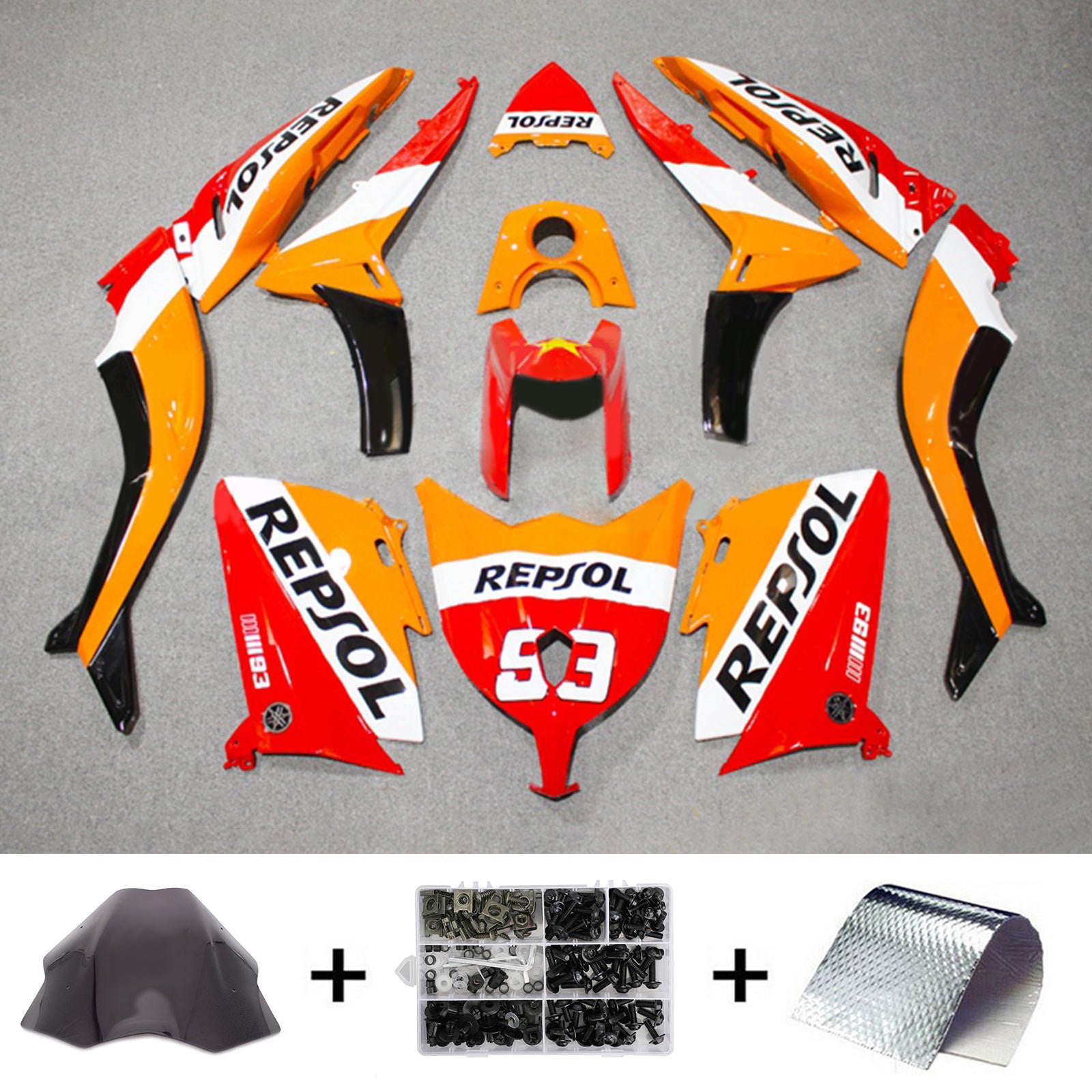 Amotopart 2012-2014 TMax TMAX 530 Yamaha Kit de carénage Repsol rouge orange