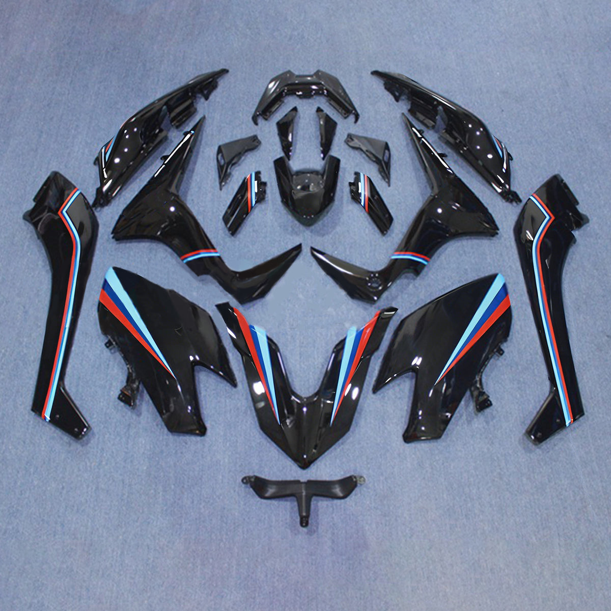 Kit de carenagem Amotopart 2017-2018 Yamaha TMAX530 preto azul