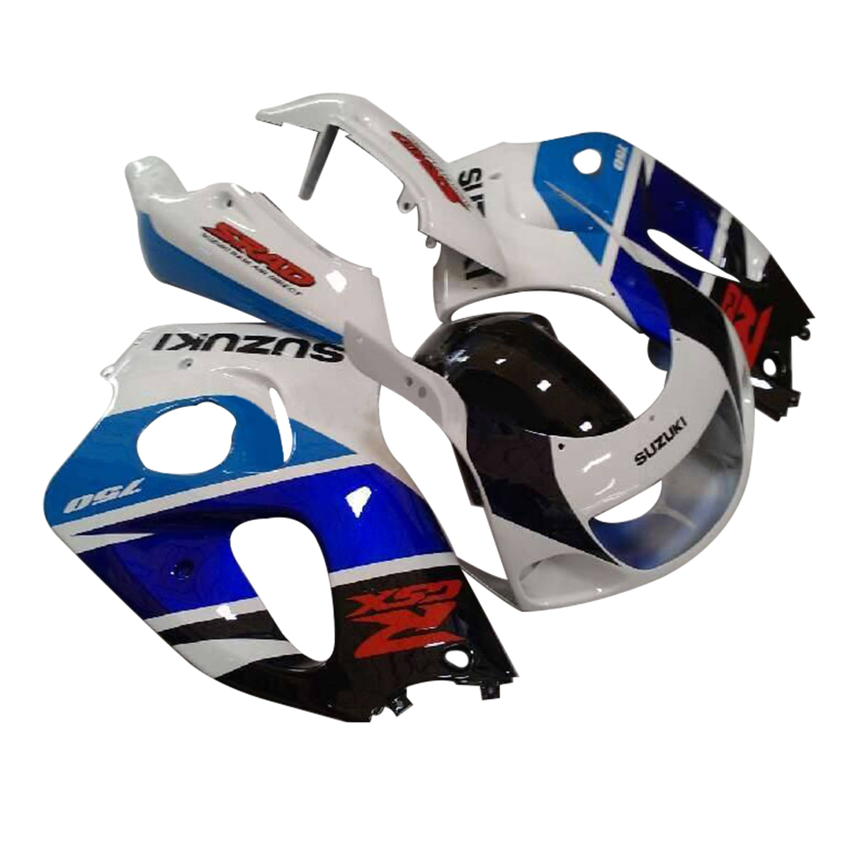 Amotopart Suzuki GSXR600 1996-2000 GSXR750 1996-1999 Kit carena Style5 blu e bianco