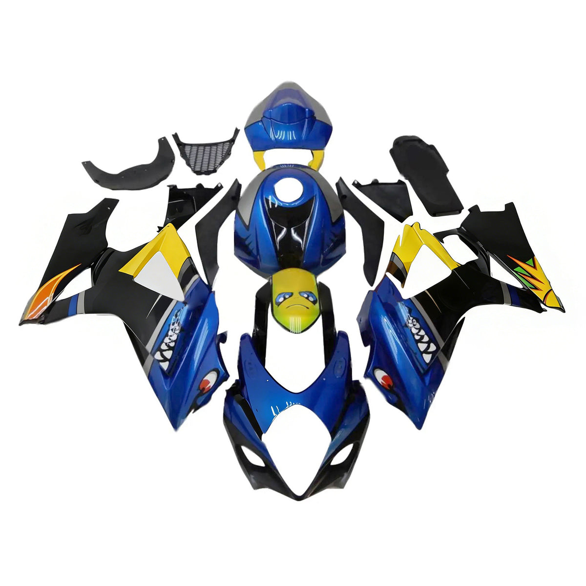 Amotopart 2007-2008 Suzuki GSX-R1000 K7 Black Blue White Fairing Kit